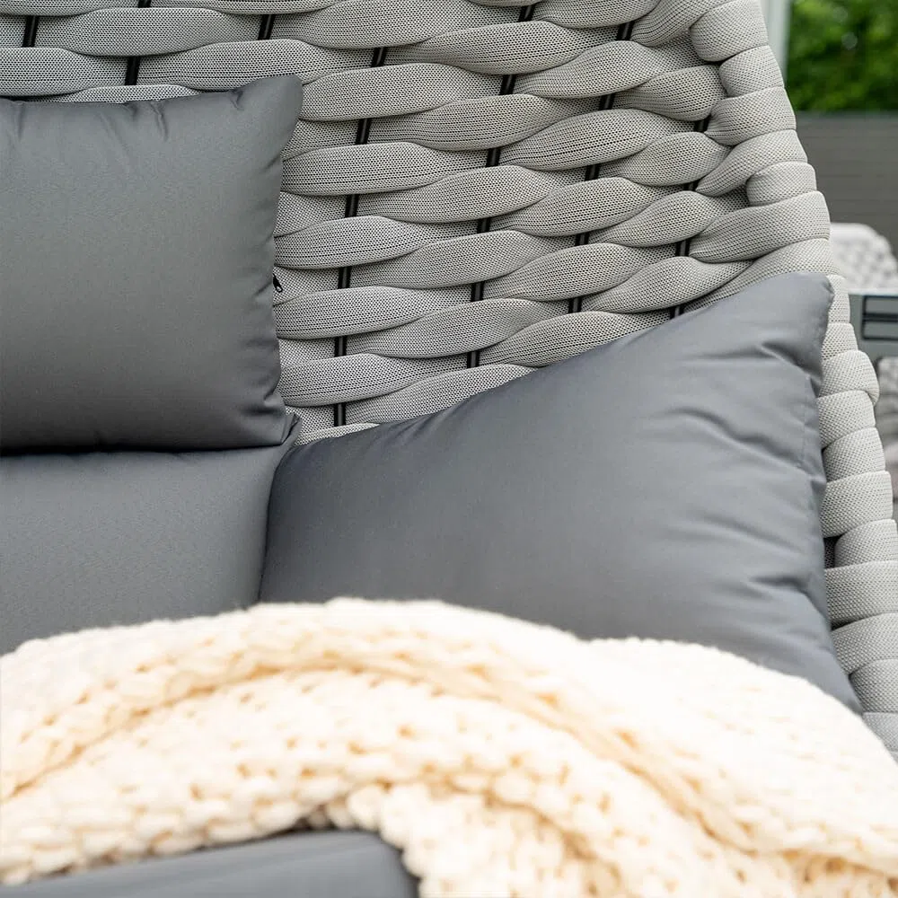 HOME DELUXE Poltrona sospesa in corda intrecciata CADEIRA grigio chiaro – 2 posti | poltrona sospesa con corda corda corda di corda