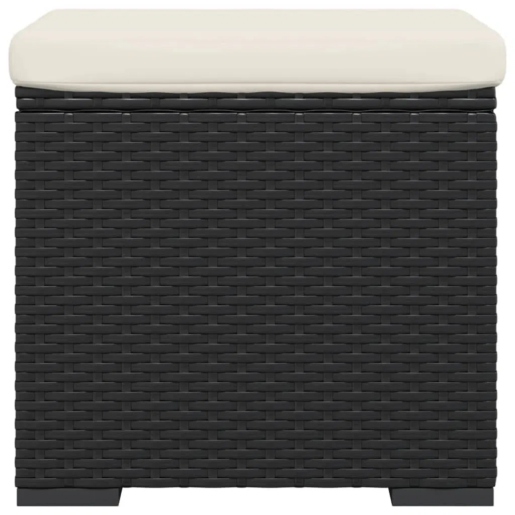 Generico Ottomana con Cuscino Nero 40x30x40 cm in Polyrattan,Mobili,Poggiapiedi-319392