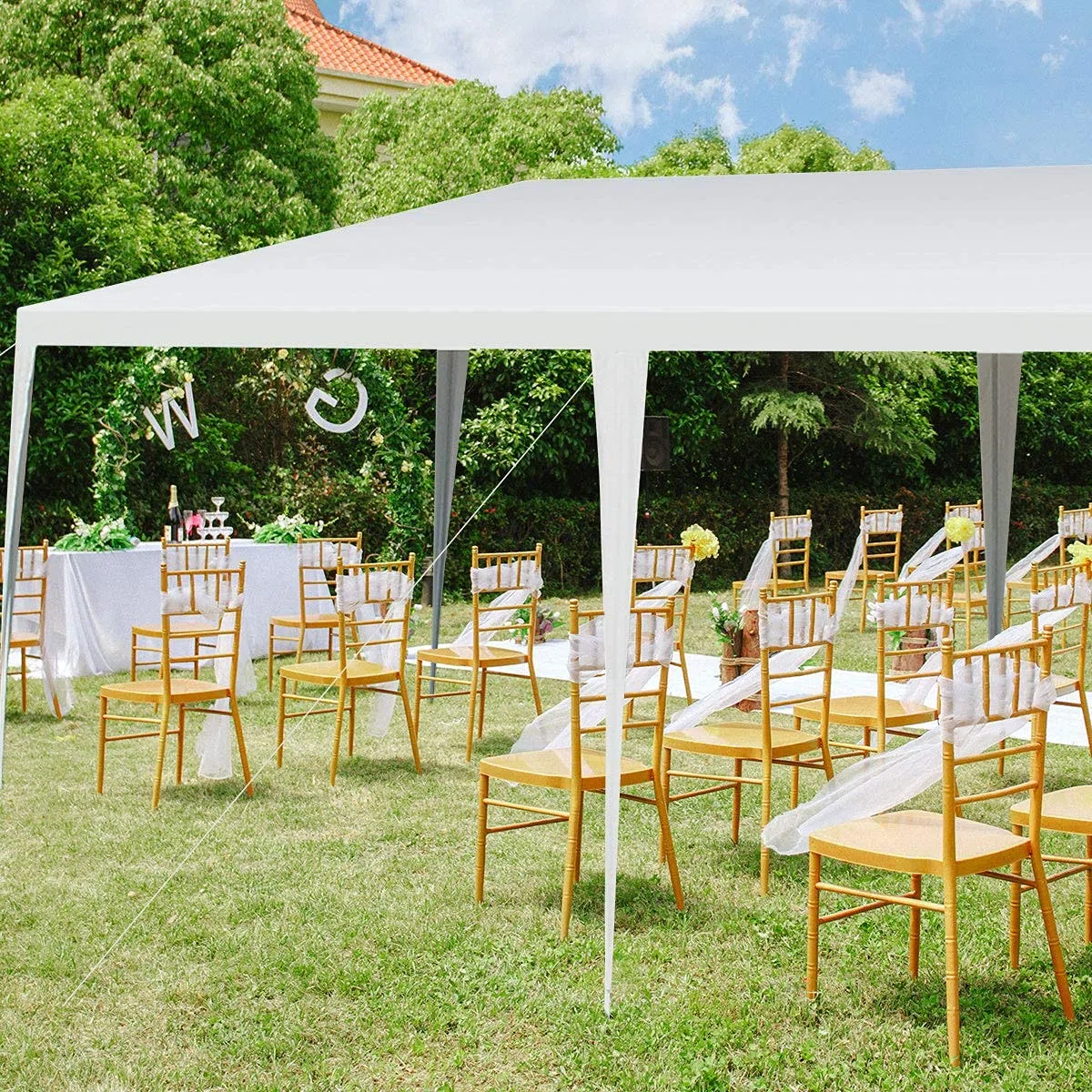 FANTASK Gazebo da giardino, 3 x 6 m, portatile, per matrimoni, mercati di frutta, colore bianco