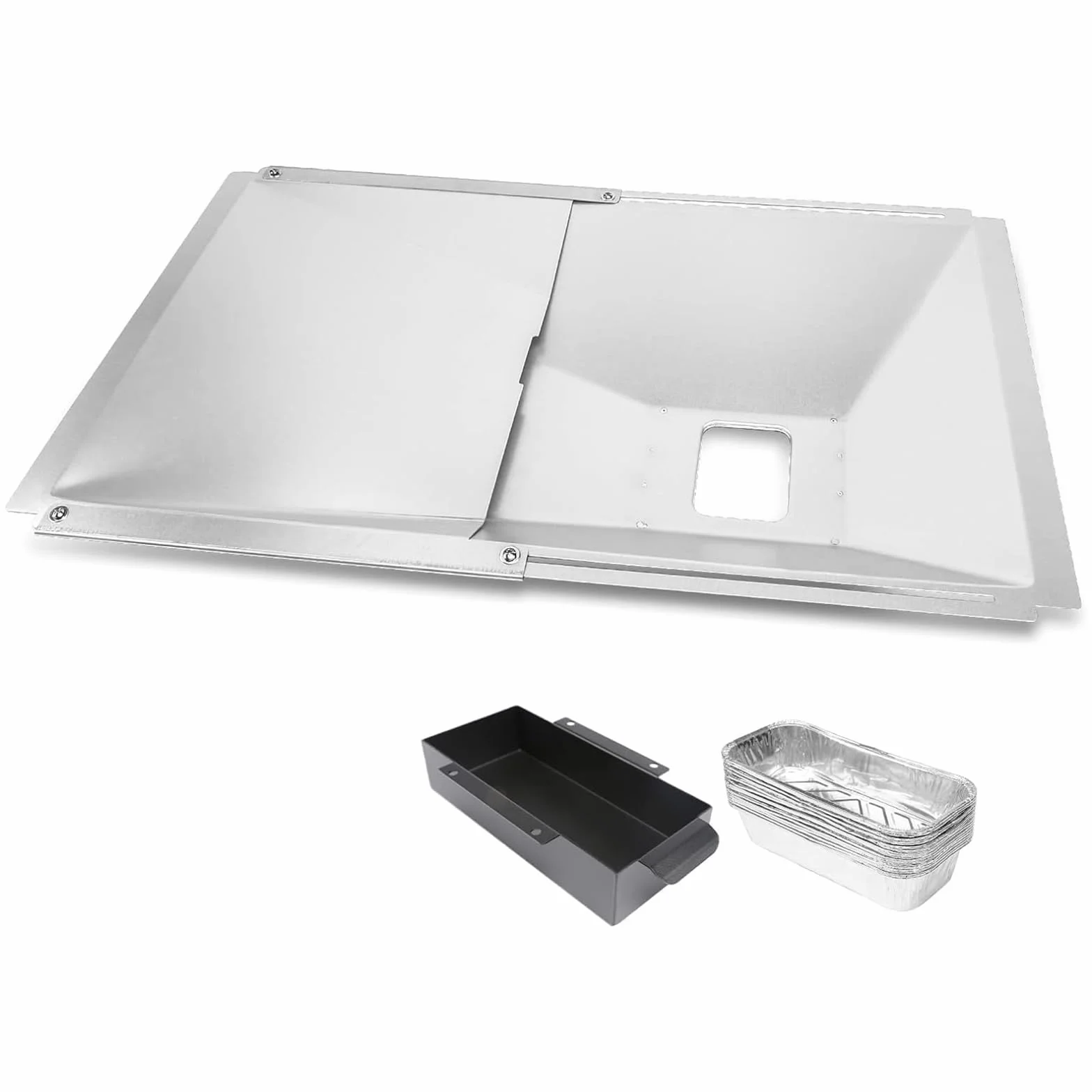 GFTIME Vaschetta per Grasso Universale con vaschetta di Raccolta da 38 cm Fino a 65 cm, Regolabile per bruciatori da 2/3/4 di Charbroil, DynaGlo, Nexgrill, Kenmore, Uniflame e Molto Altro Ancora