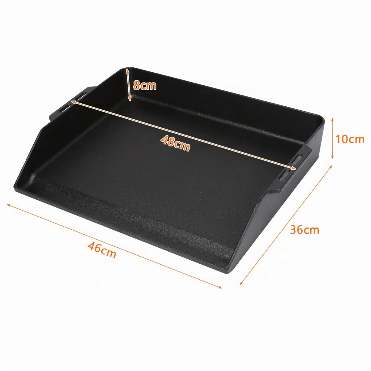 GFTIME Piastra grill in ghisa, 48 x 36 cm, universale, per barbecue a gas, forno e fornello, con vaschetta integrata per il grasso e pareti laterali extra alte
