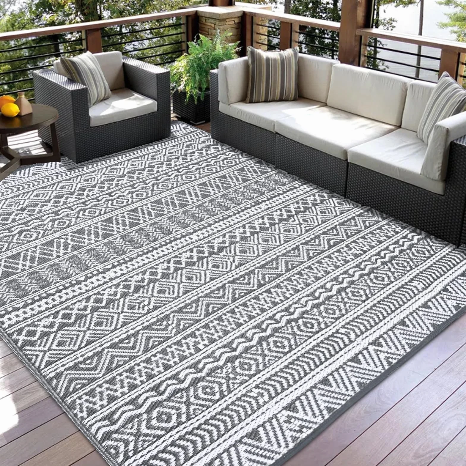 Tappeto esterno Alishomtll, 150 x 245 cm, polipropilene, resistente intemperie, UV, reversibile