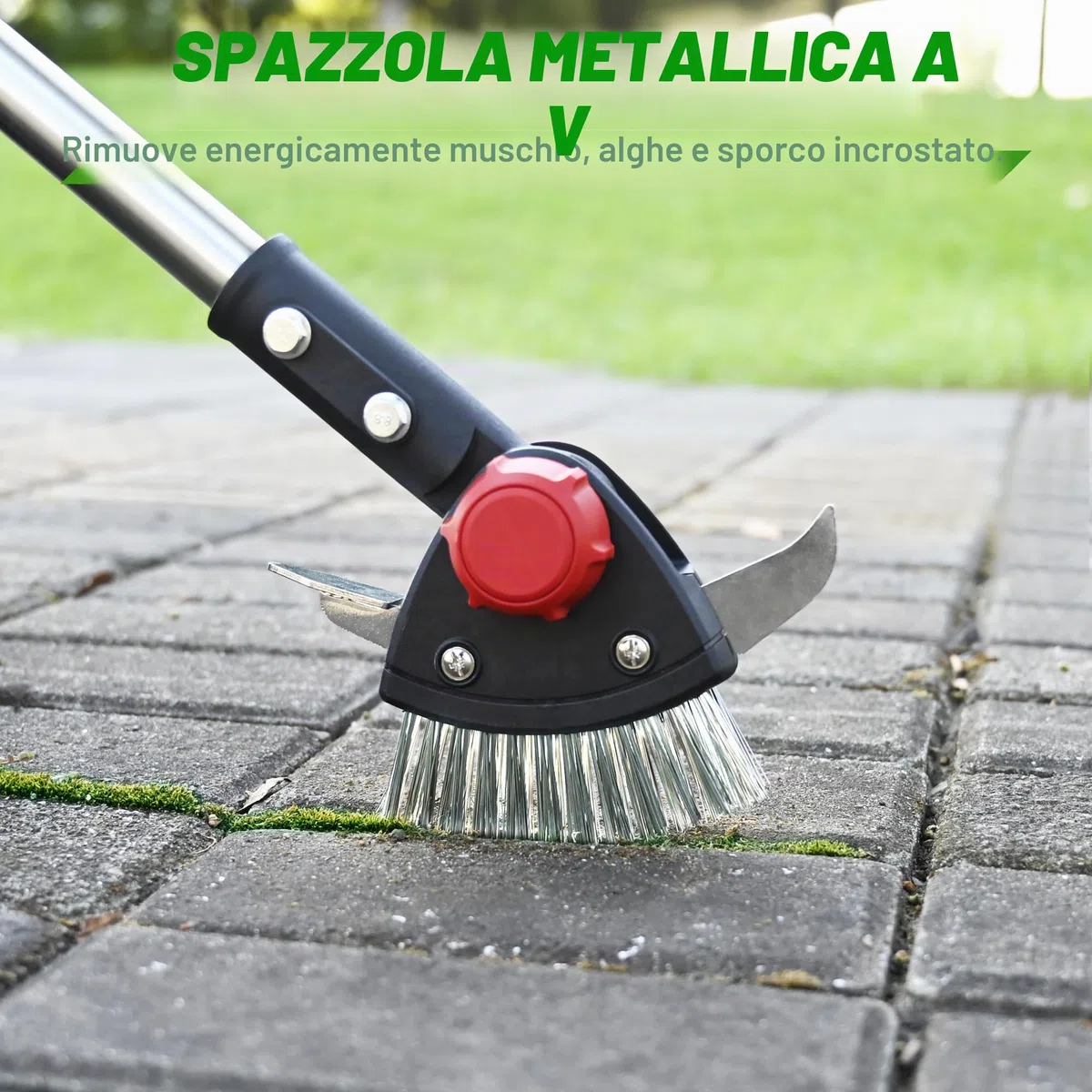 BARAYSTUS Estirpatore Erbacce Manuale 3 in 1, con manico regolabile, spazzola e 2 raschietti in acciaio inox, per rimuovere erbacce e muschio da giunti e vialetti