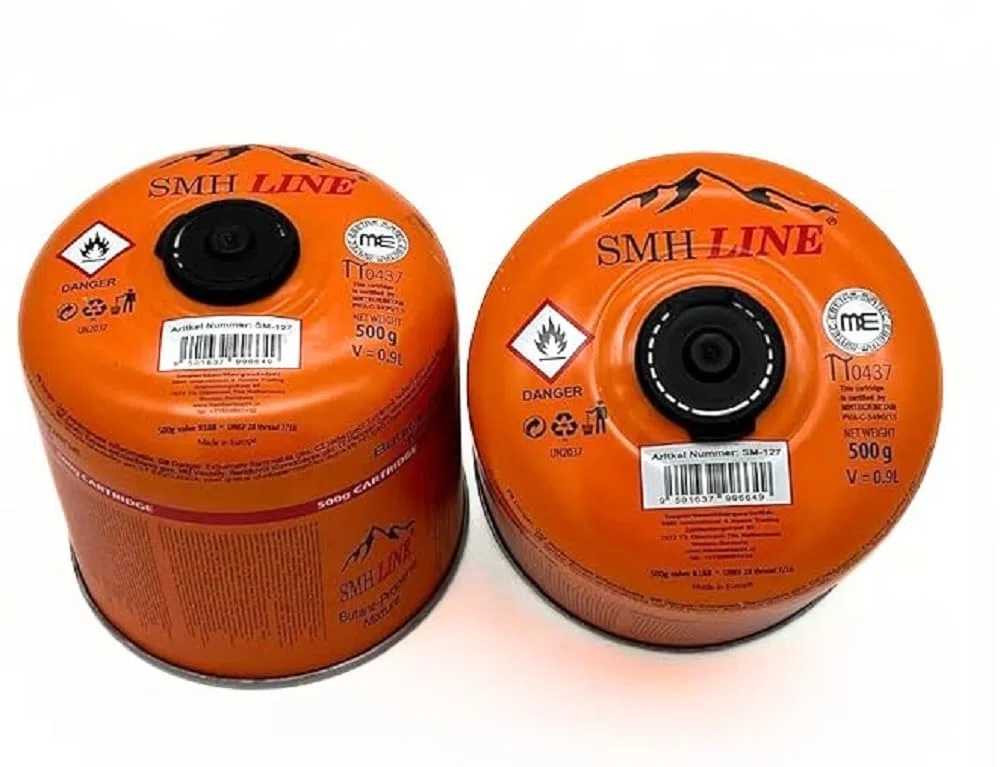 SMH LINE Cartuccia a vite butano 12 x 500 g filettatura universale 7/16 cartucce di gas cartuccia valvola EN 417 filettatura Bruciatore a filo propano miscela cucina campeggio fornello a gas