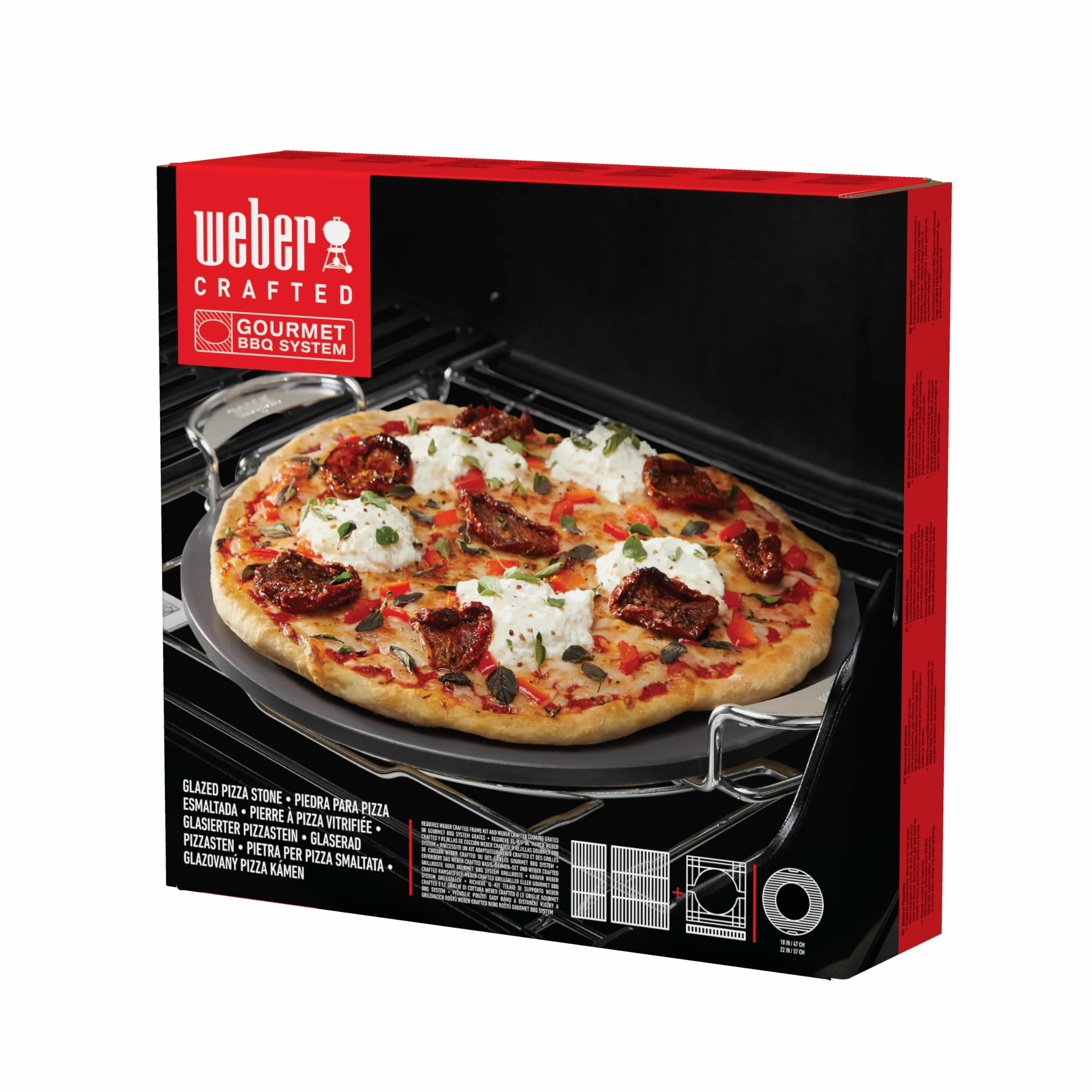 Weber Crafted Pietra per Pizza Smaltata/Resistente al Calore, accumula Il Calore in Modo Uniforme, per basi croccanti e Facile Pulizia – Crema (8861)