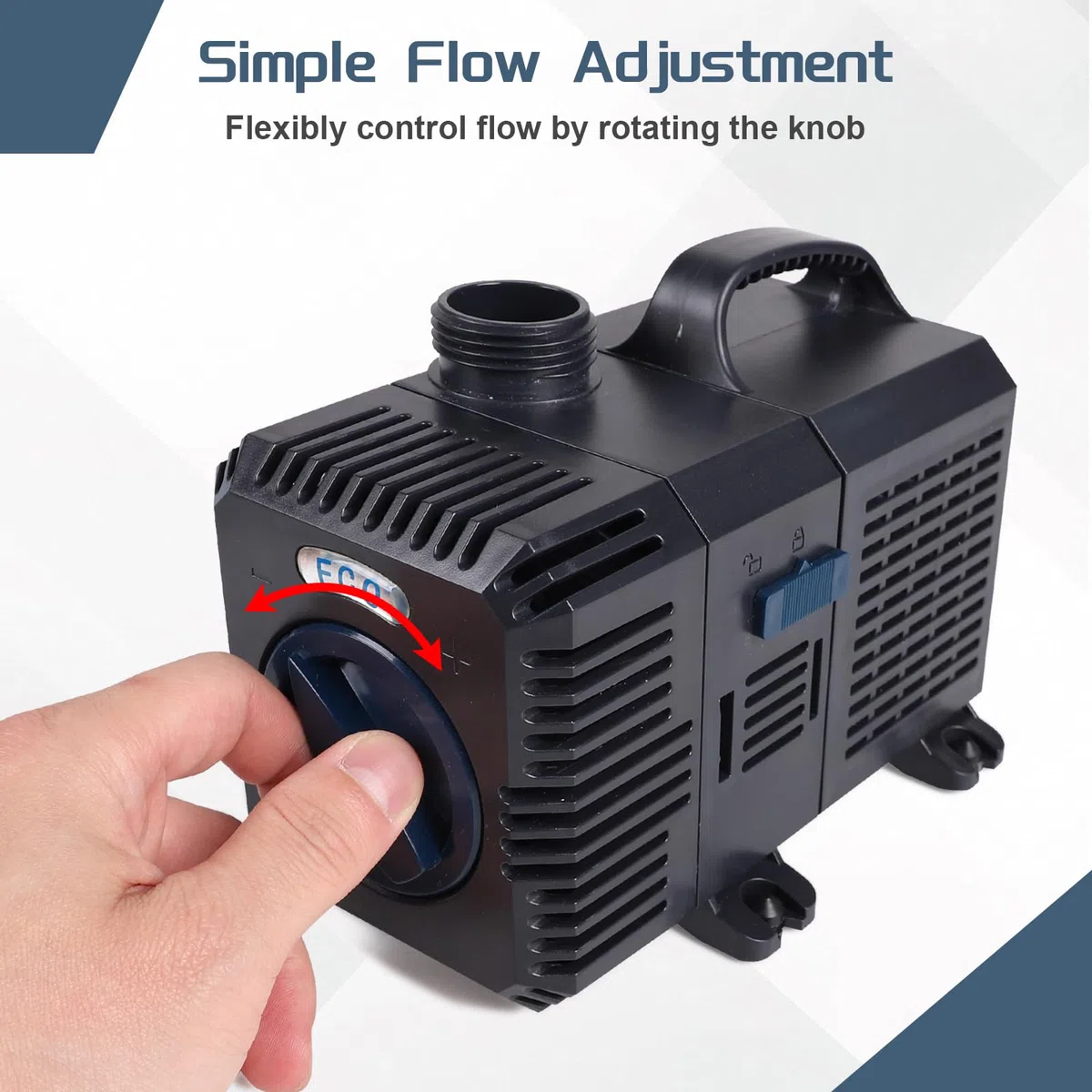 CPROSP Pompa per Laghetto 4000L/H - 20W, Altezza di Sollevamento 3,6 m, Pompa Acquario con Cavo da 5m, Portata Regolabile, per Filtro Laghetto da Giardino, Ruscello, Cascata