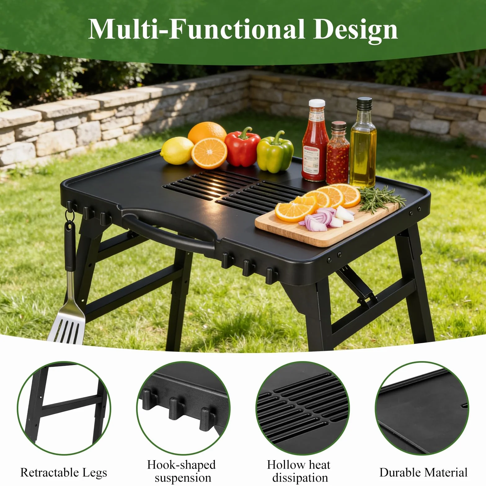 Carrello per barbecue da esterno per Weber Q100/Q200/Q300, Enders Urban, Burnhard Wayne, Ninja Woodfire, carrello da portata portatile, supporto per barbecue da esterno