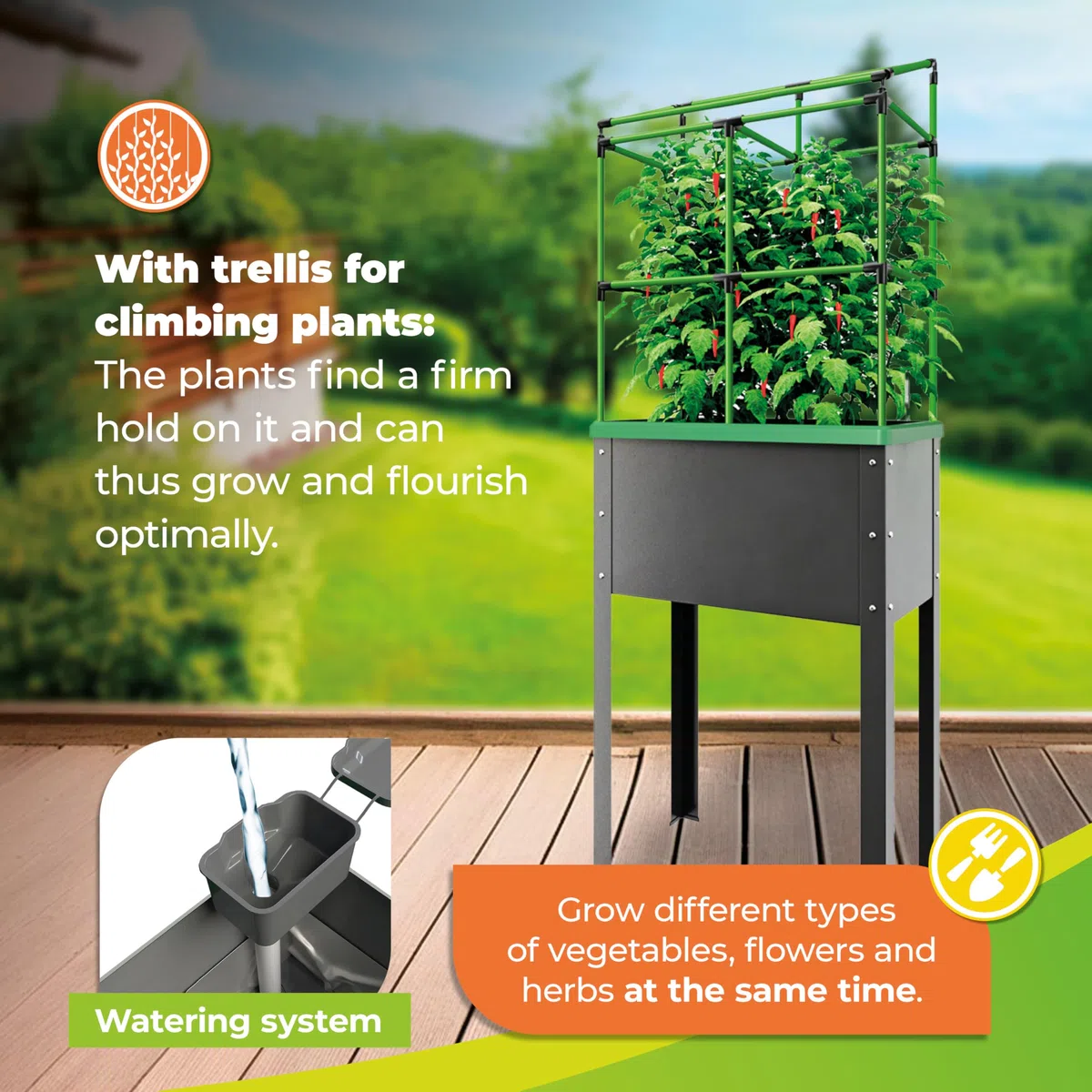 Bio Green JGL-HDB-L City Jungle Heidelberg - Vaso elevato, autoirrigante