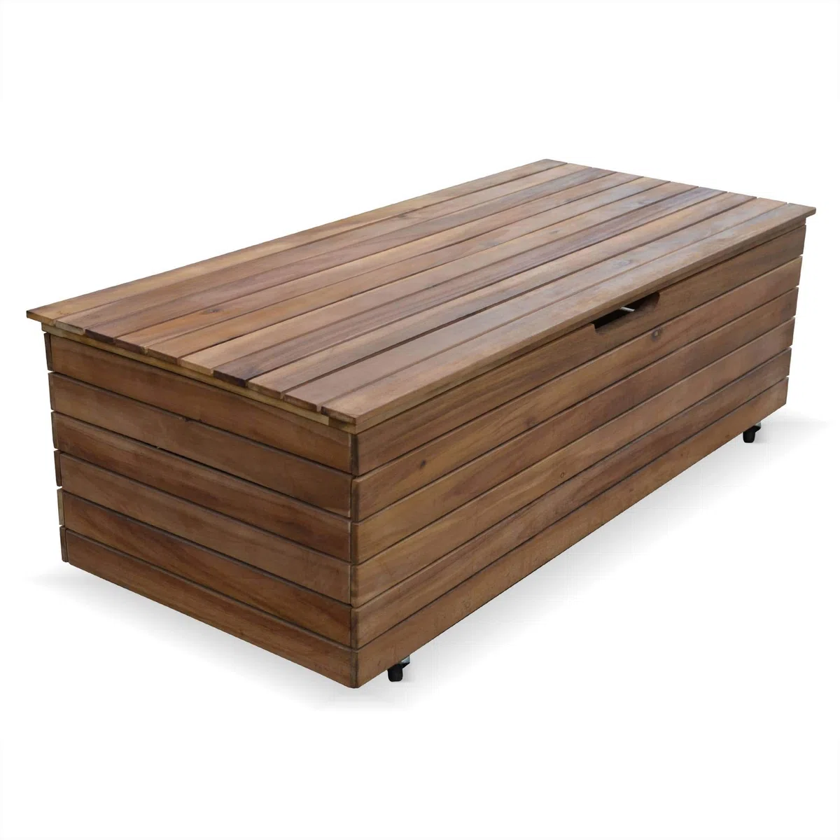 sweeek Baule da Giardino in Legno con rotelle, 110L Marrone Naturale - 107x78x49 cm