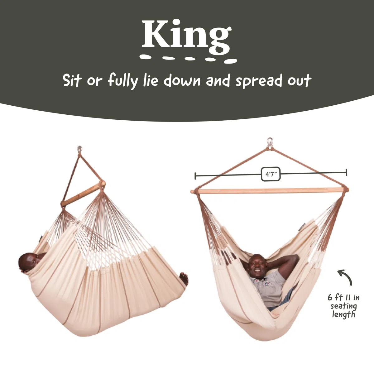 LA SIESTA Habana Nougat - Sedia pensile lounger in cotone biologico