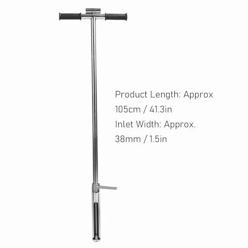 Campionatore di terreno, 105 cm, sonda terra in acciaio inox, campionatore con pedale espulsore e impugnatura a T, per prato, giardino, fattoria
