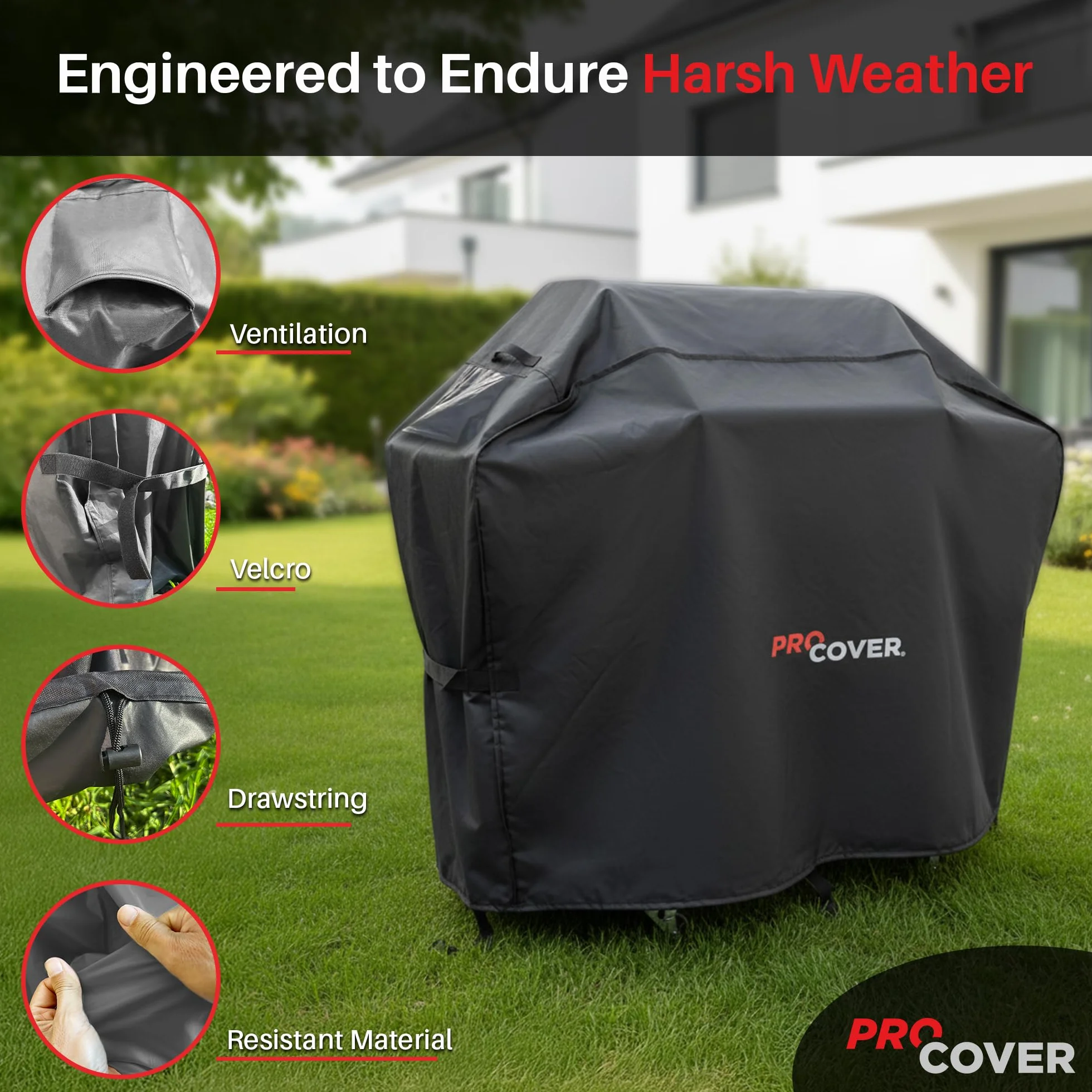 Copertura per Barbecue e Griglia – Impermeabile e resistente | Oxford 600D Premium | Antivento | Qualità professionale compatibile con tutti i marchi (132cm x 112cm x 66cm)
