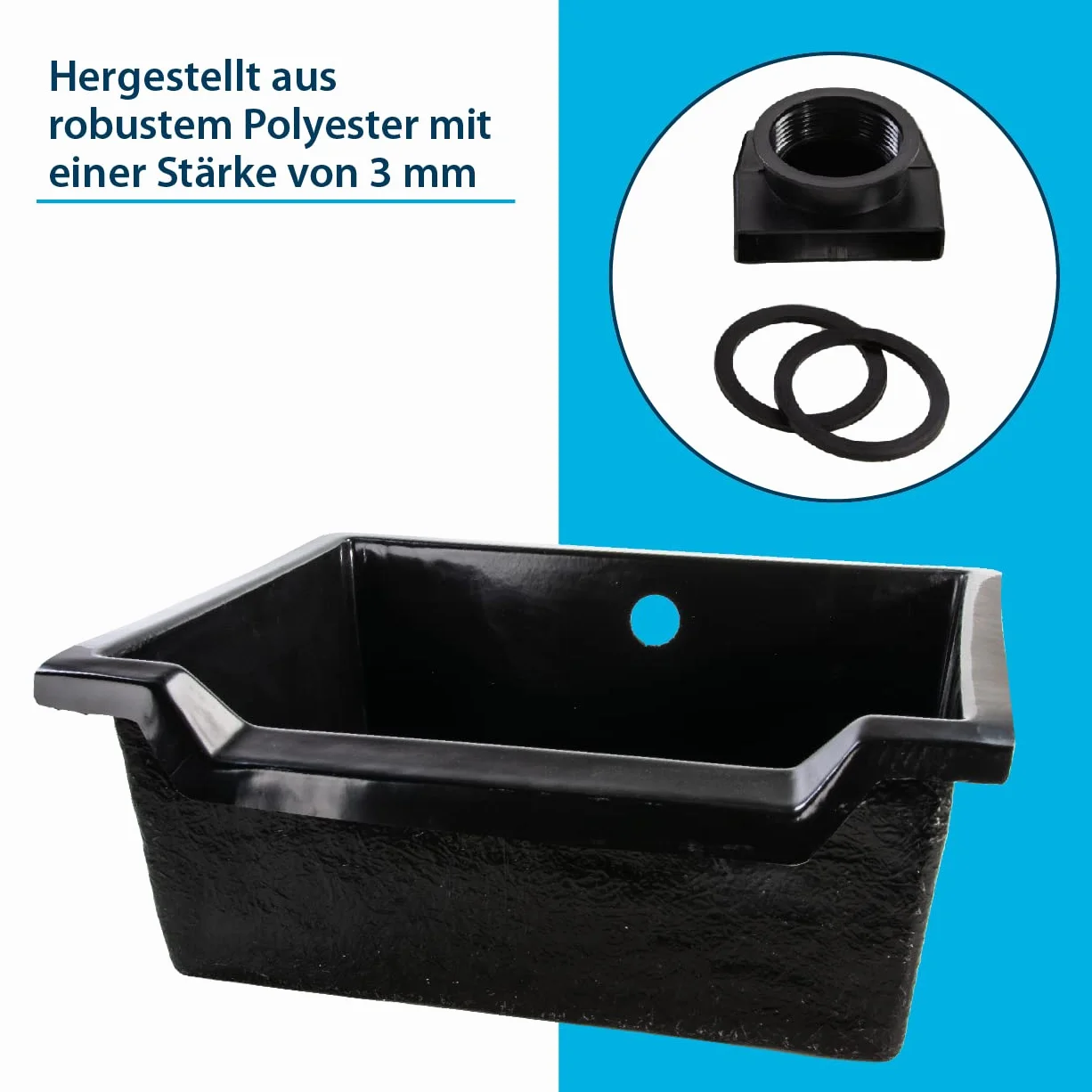 AQUAFORTE Fastfall 72 - Cascata 72 x 62 x 28 cm, in Poliestere Spesso 3 mm, con Adattatore Speciale per Tubo da 20/25/32/38 mm, Portata di 1300-9000 l/h