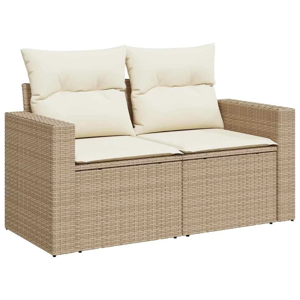 vidaXL Divano da Giardino con Cuscini a 2 Posti Beige in Polyrattan