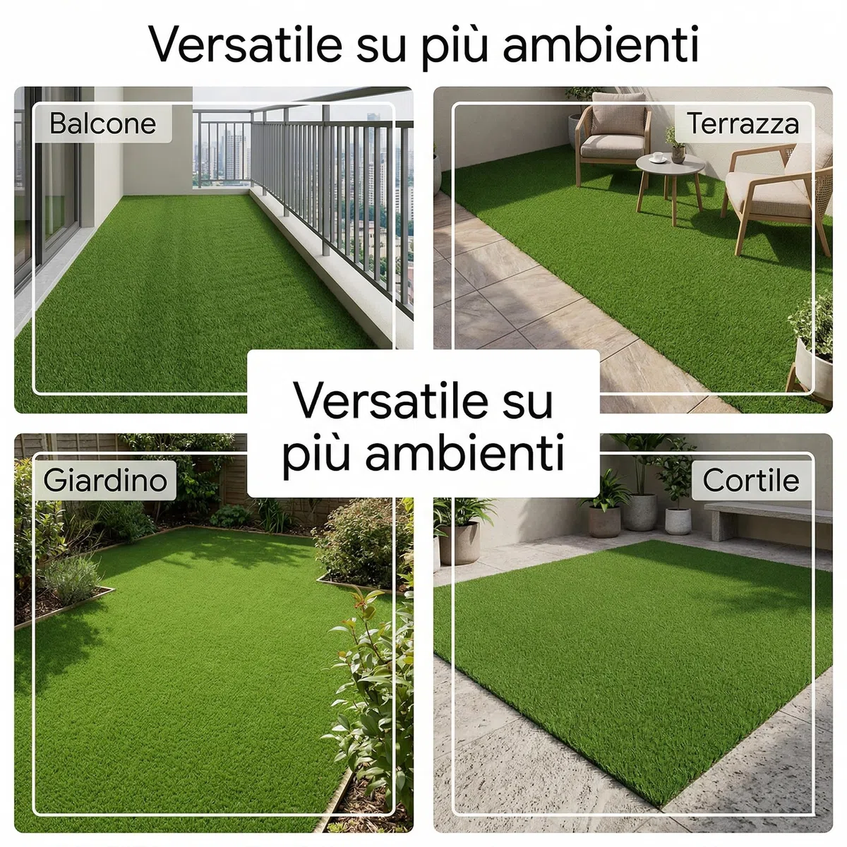 Erba Sintetica per Esterno – Galeone | Filamenti 7 mm – Prato Sintetico da Esterno - Compatto | Resistente | Tappeto Erba Finta a Rotolo - per Balconi - Terrazze - Giardini | Bassa Manutenzione