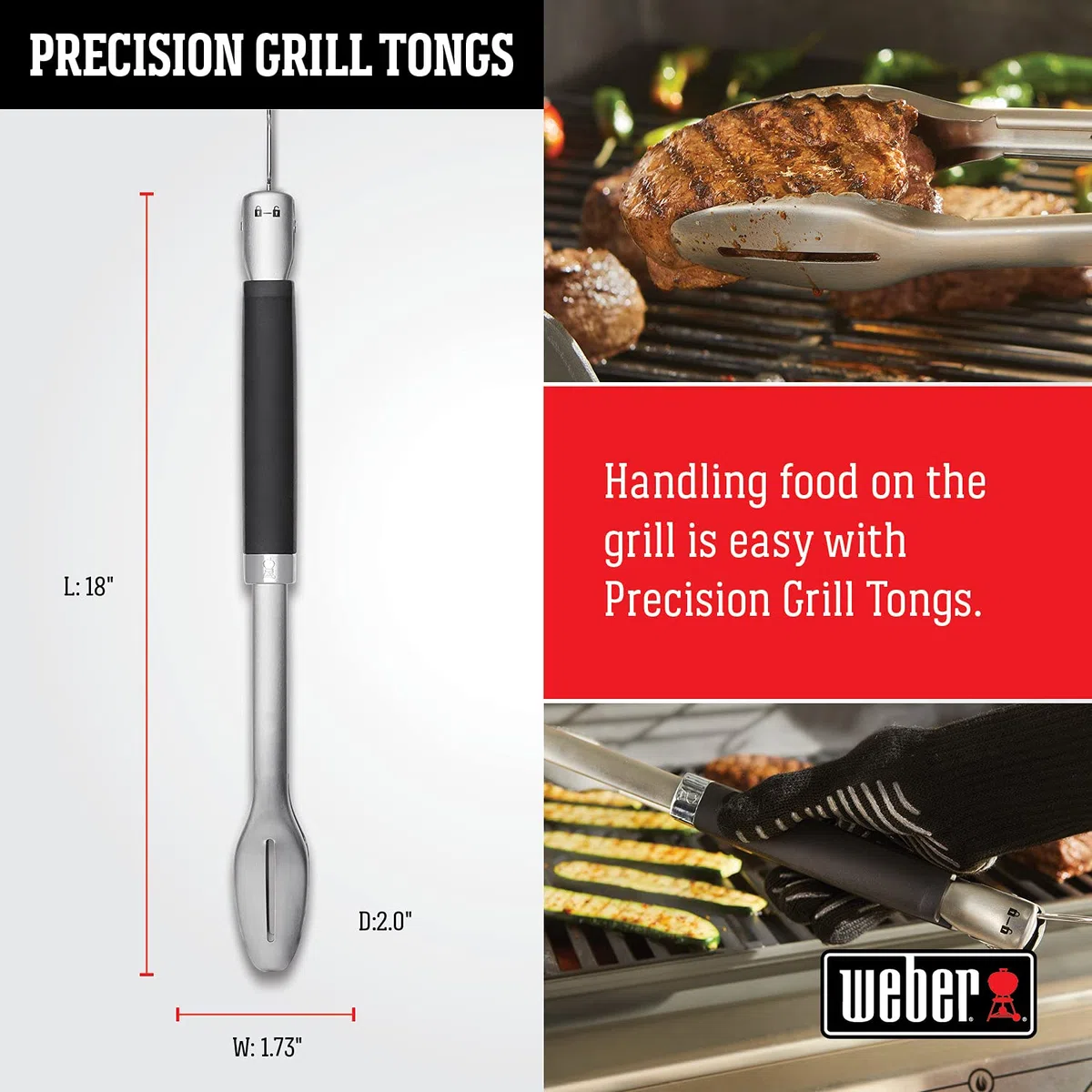 Weber Pinze per griglia di precisione, in acciaio INOX, 45,7 cm