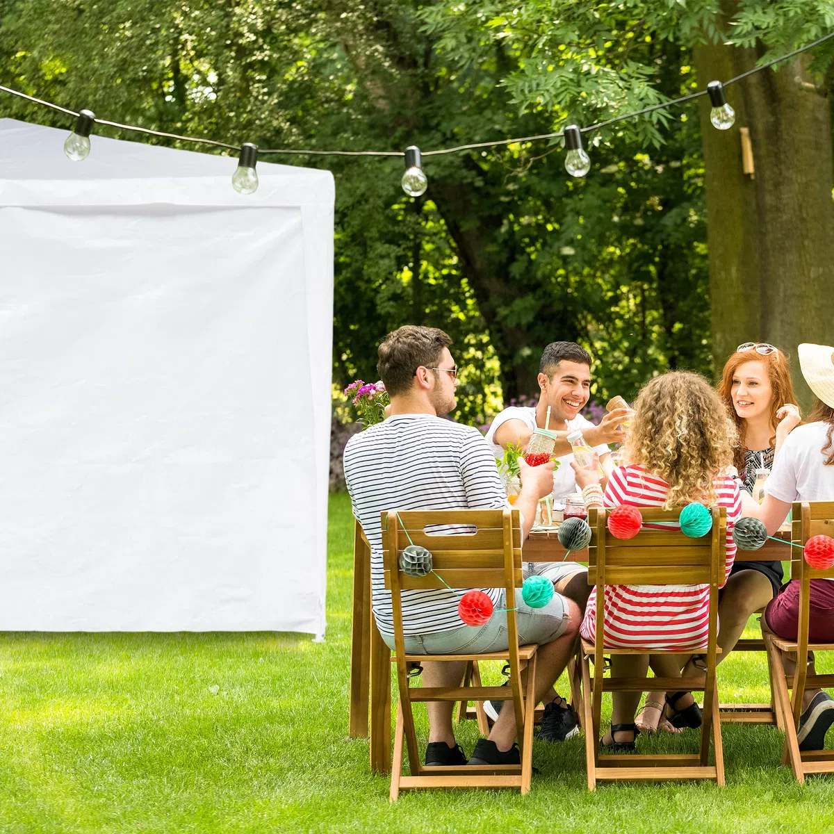 Relaxdays Tende per Gazebo Laterali, Set da 2, Telo Impermeabile in PVC, Pareti 3x2 m, Senza Finestre, para Sole, Bianco