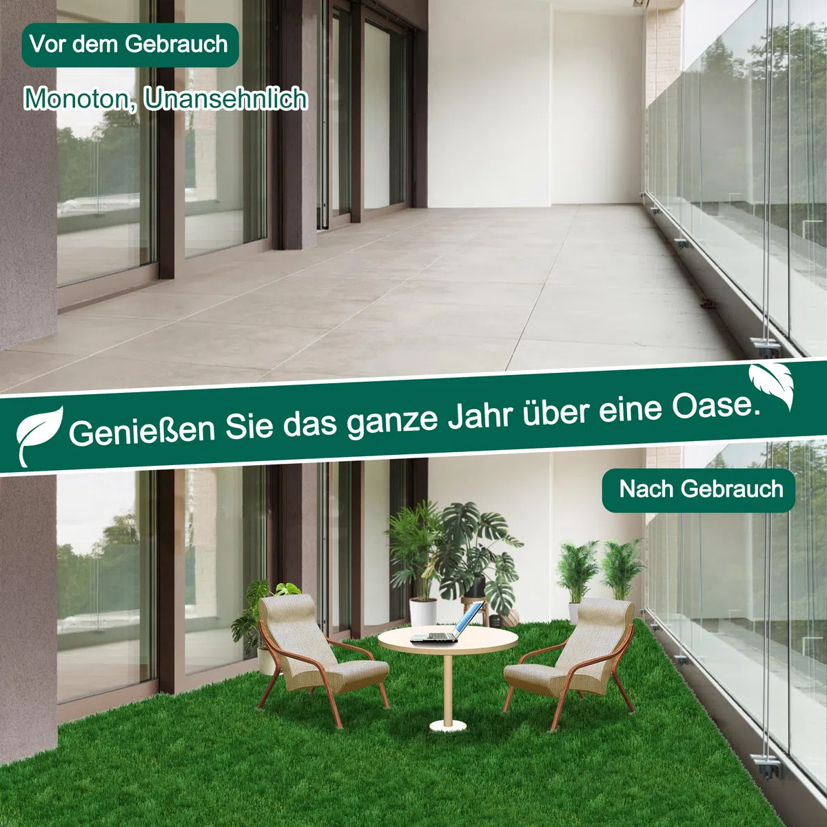 YUENFONG 33 tappeti in erba artificiale, 30 x 30 cm, in miniatura, decorazione da giardino, tappeto erboso artificiale, resistente ai raggi UV, per terrazze, balconi, interni ed esterni