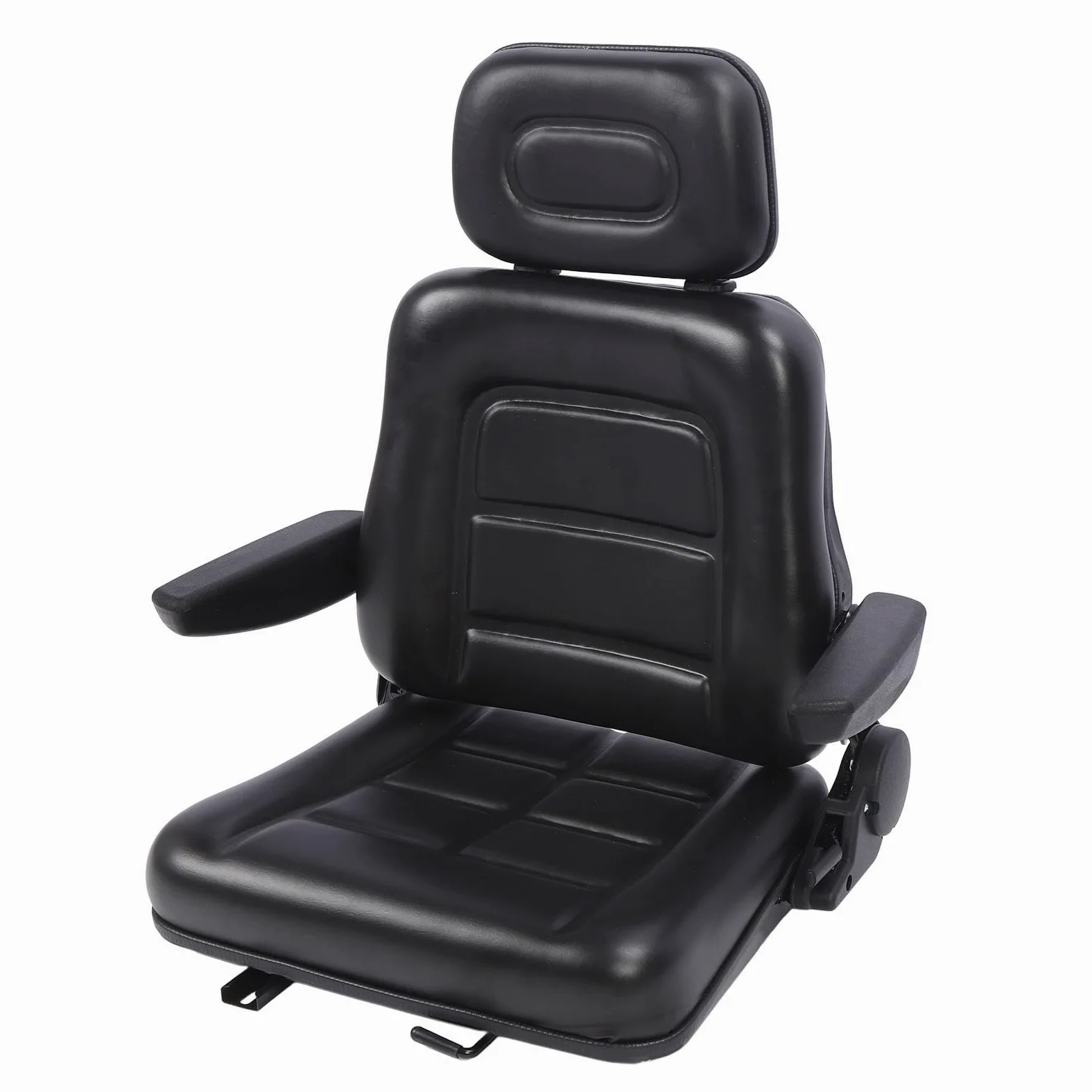 Sedile per Trattore Regolabile Universale Carrello Elevatore Escavatore Dozer Nero (Con Bracciolo)