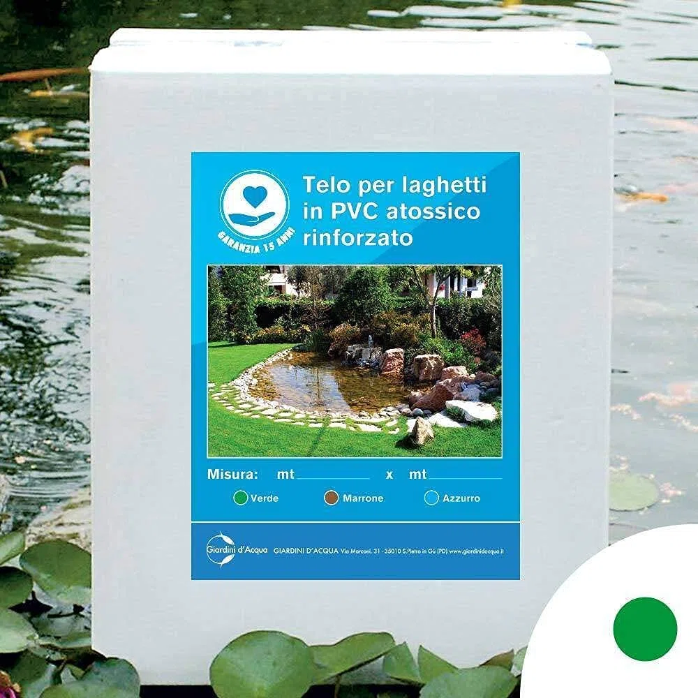 Telo in PVC rinforzato colore Verde mt 4 x 5, atossico ed adatto a pesci e piante