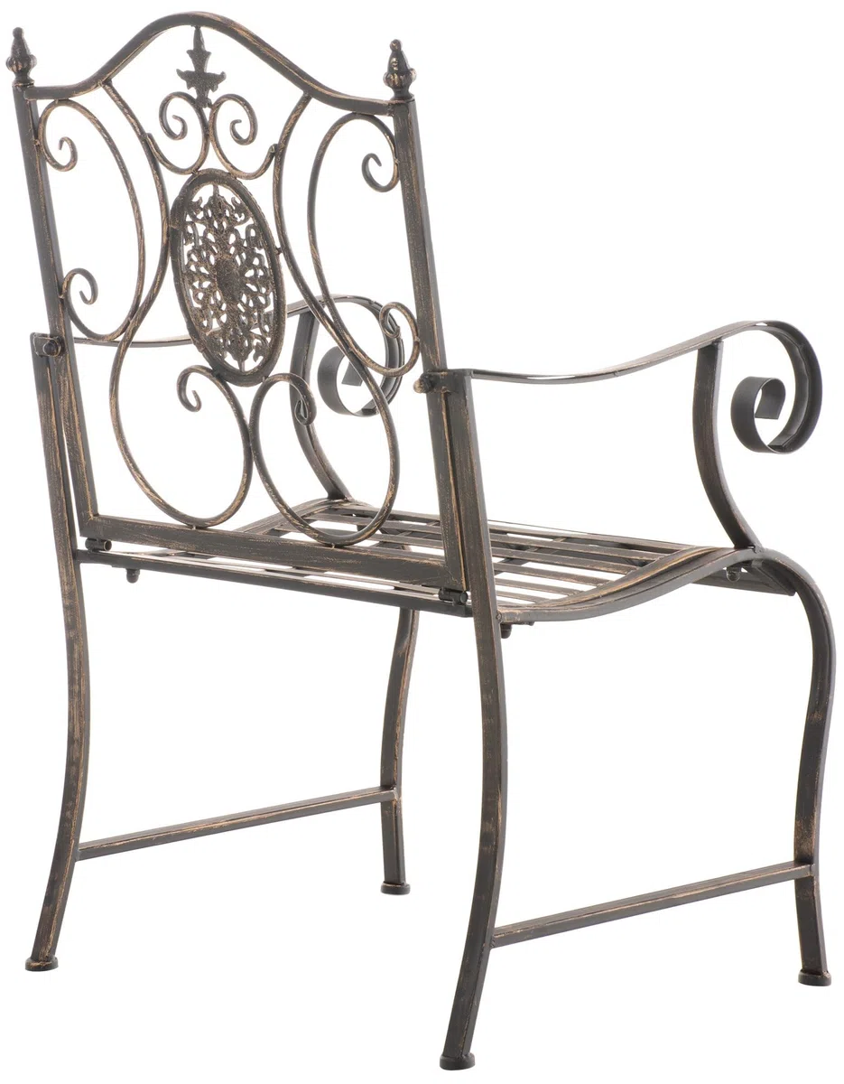 CLP Sedia da giardino Punjab in stile rustico, in ferro laccato, extra robusta, Colore:bronzo