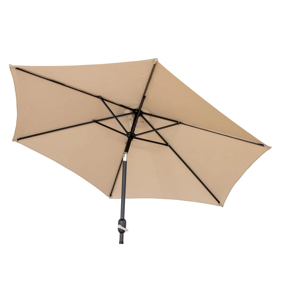 Ombrellone da Giardino 270 cm Beige – GARDENIA Moon Round, Palo in Acciaio Antracite, Inclinabile, Antivento, con Manovella, per Terrazzo, Spiaggia, Giardino, Balcone