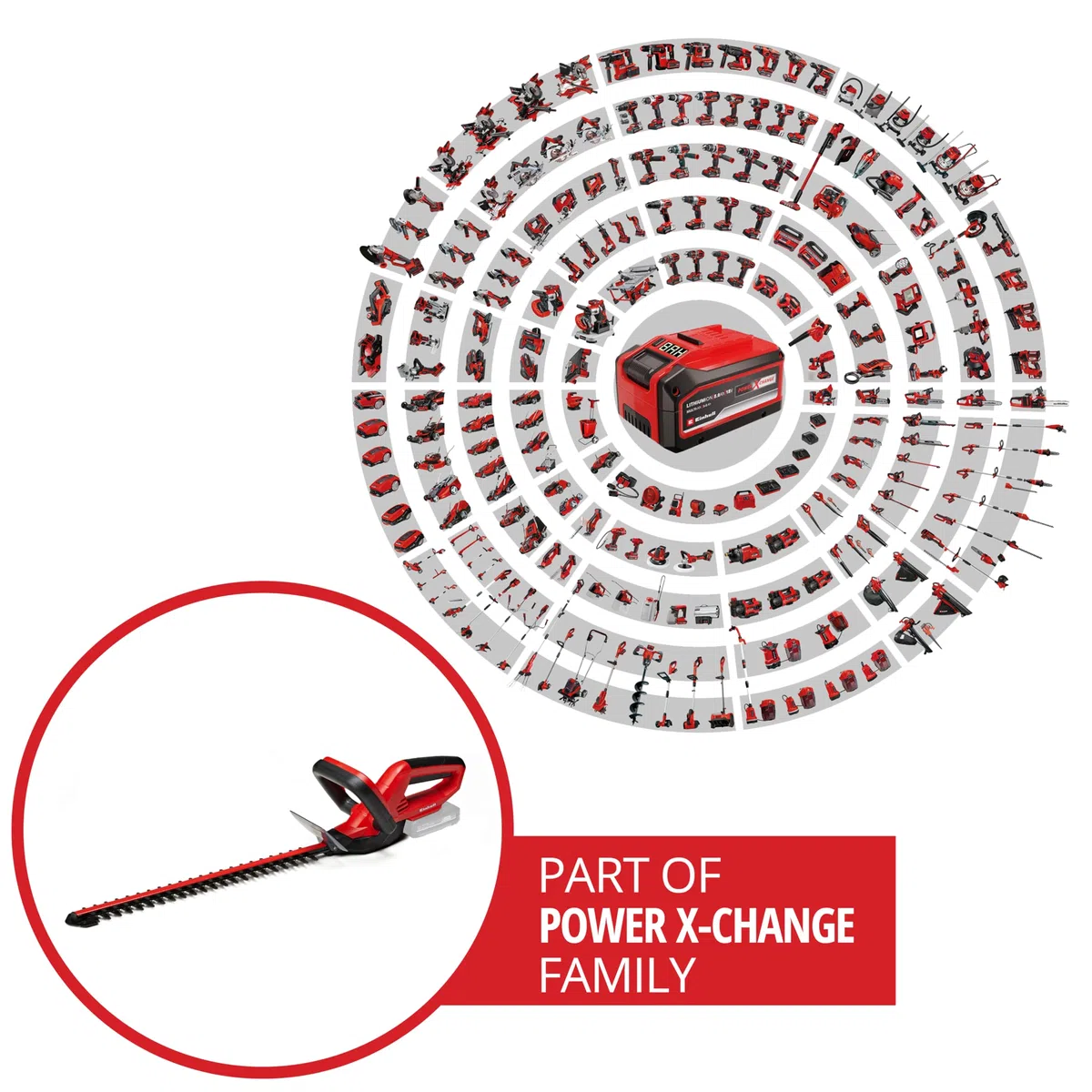 Einhell Tagliasiepi a batteria GC-CH 1846 Li-Solo Power X-Change (18 V, 46 cm lunghezza di taglio, 15 mm distanza tra i denti, maniglia ergonomica, senza batteria)