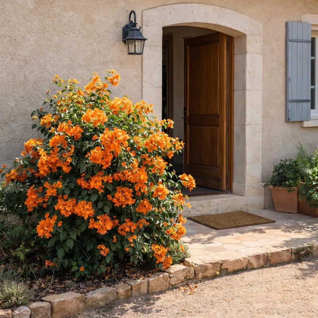 POWERS TO FLOWERS - BOUGAINVILLEA, BUGANVILLEA, ARANCIONE, vaso 17 cm diametro, altezza 70cm, pianta vera