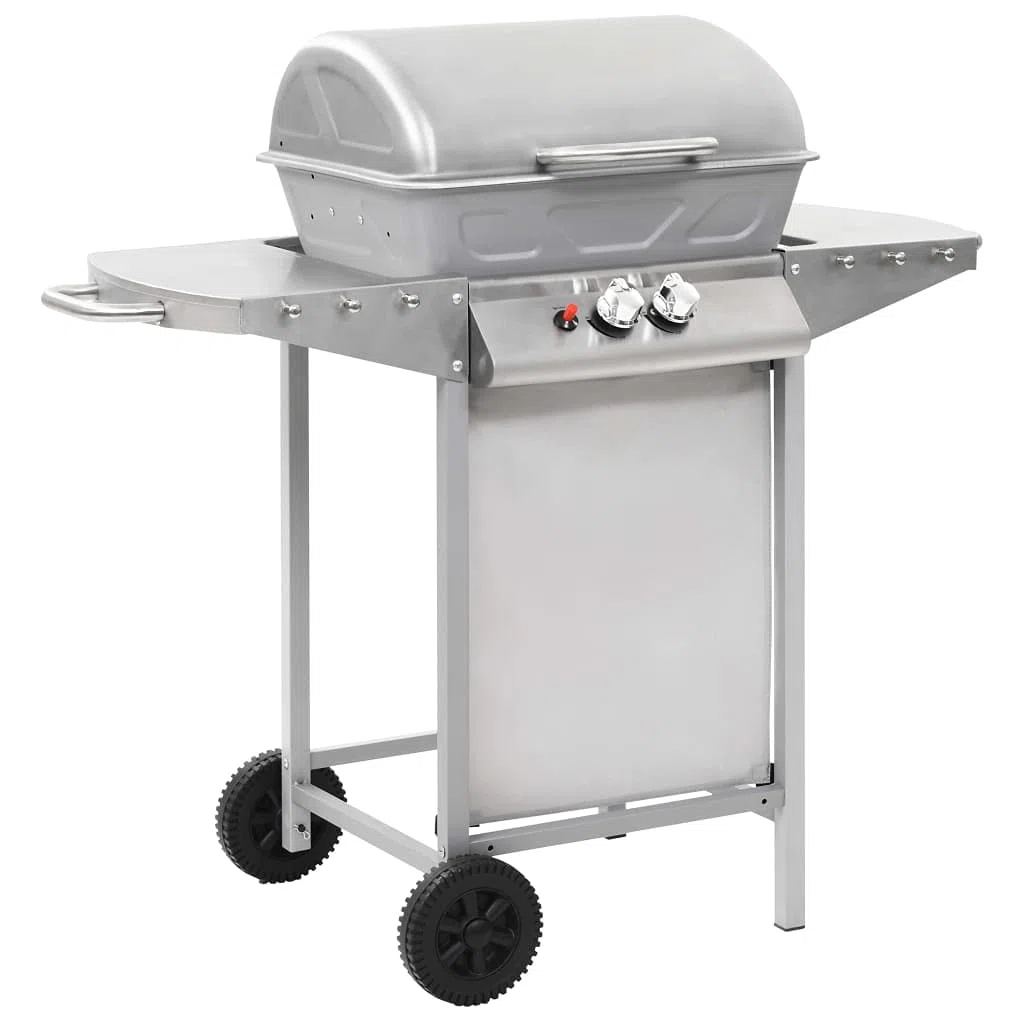 Homgoday Barbecue a gas con 2 zone di cottura, in acciaio inox, colore argento