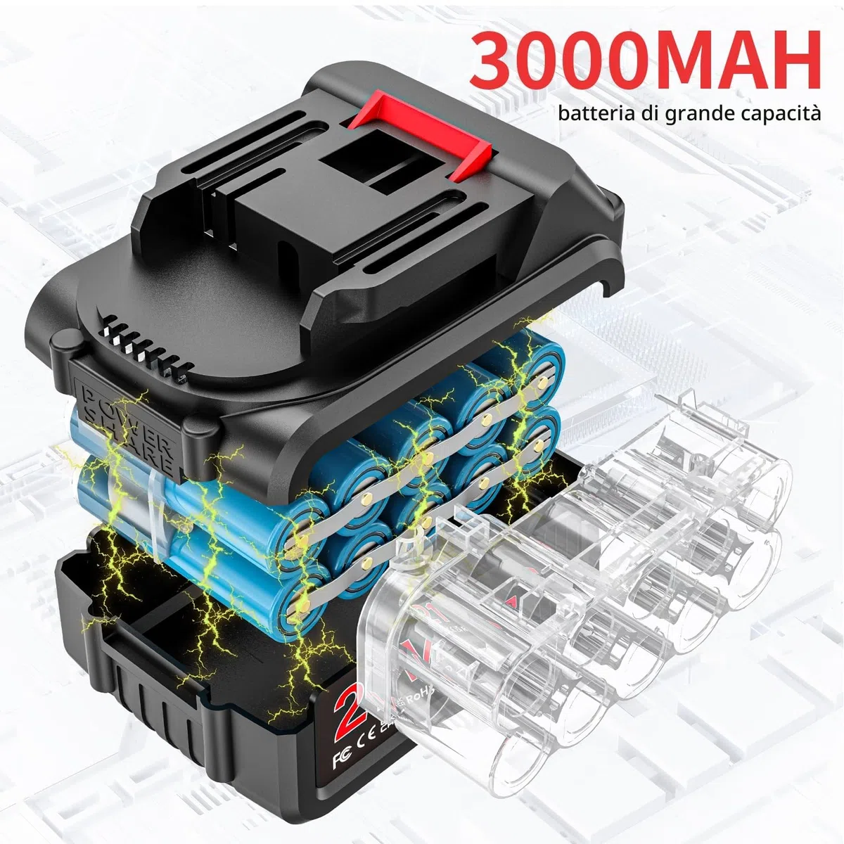 Brushless Mini Motosega a Batteria per Potatura 12 Pollici,1300W Motosega Elettrica 2 * 3000 mAh Batteria, con Lubrificazione Automatica,Sega Elettrica per Potatura per Tagliare Legna, Potare Rami