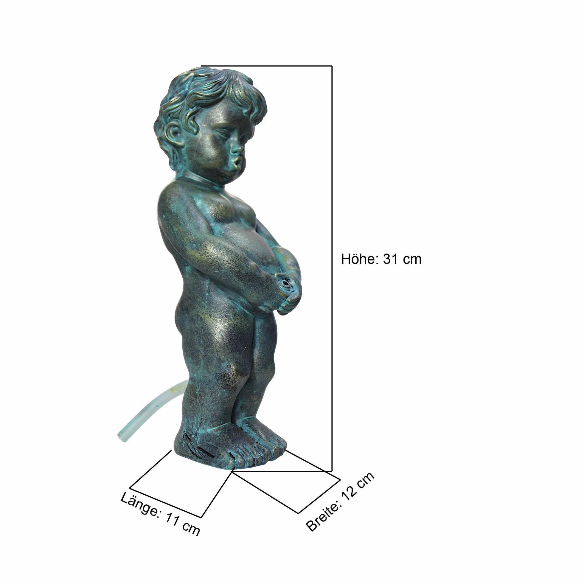 Arnusa Garghilè solare – Statuetta di laghetto con pompa solare e gioco d'acqua, decorazione da giardino in poliresina effetto rame, fontana solare per laghetto da giardino e corso d'acqua (ragazzo 11