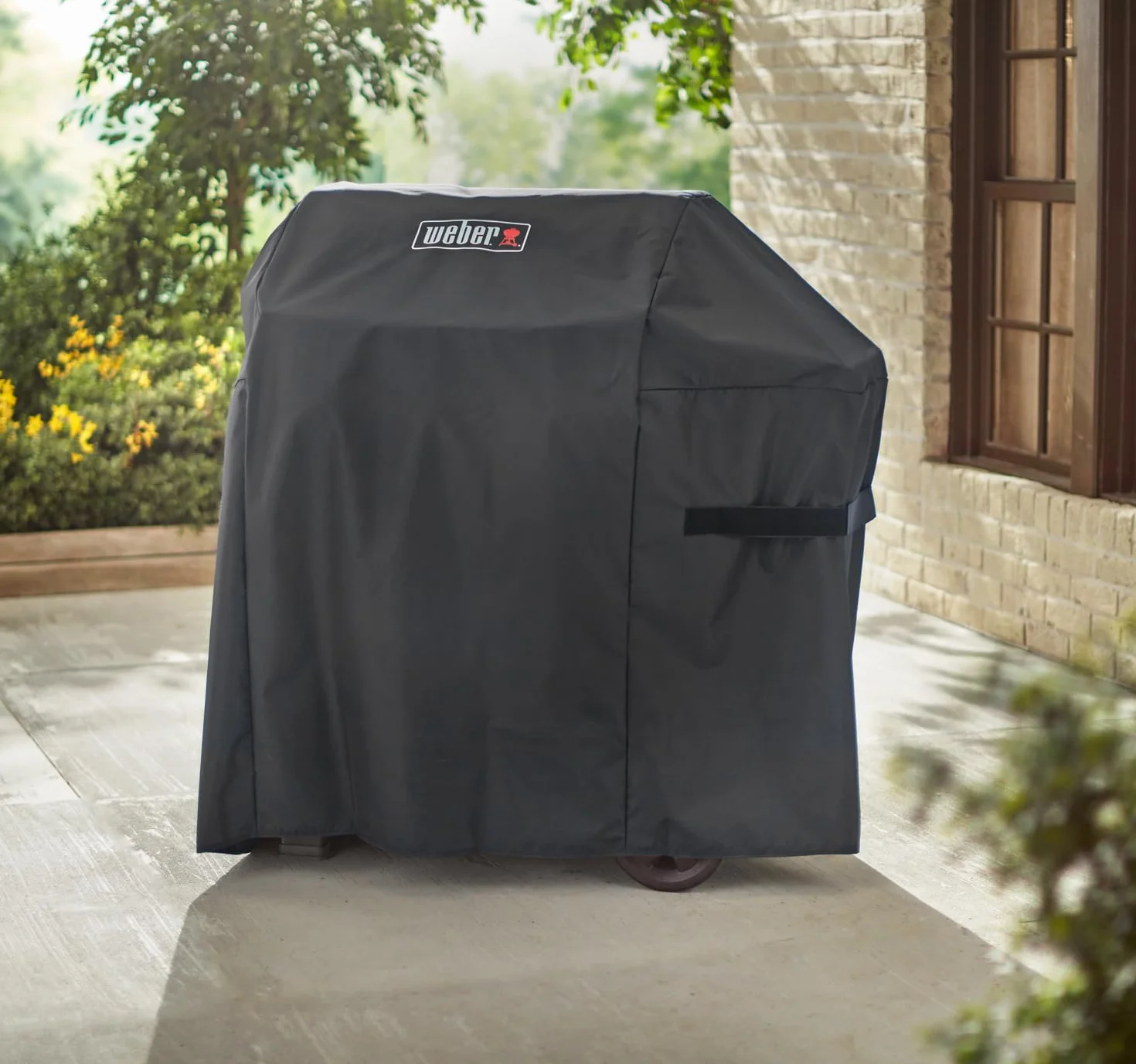 Weber Copertura per BBQ Premium per Serie Spirit & Spirit II 300, Traspirante, Resistente ai Raggi UV e all'Acqua, con Chiusura in Velcro per Fissaggio - Nero (7183)