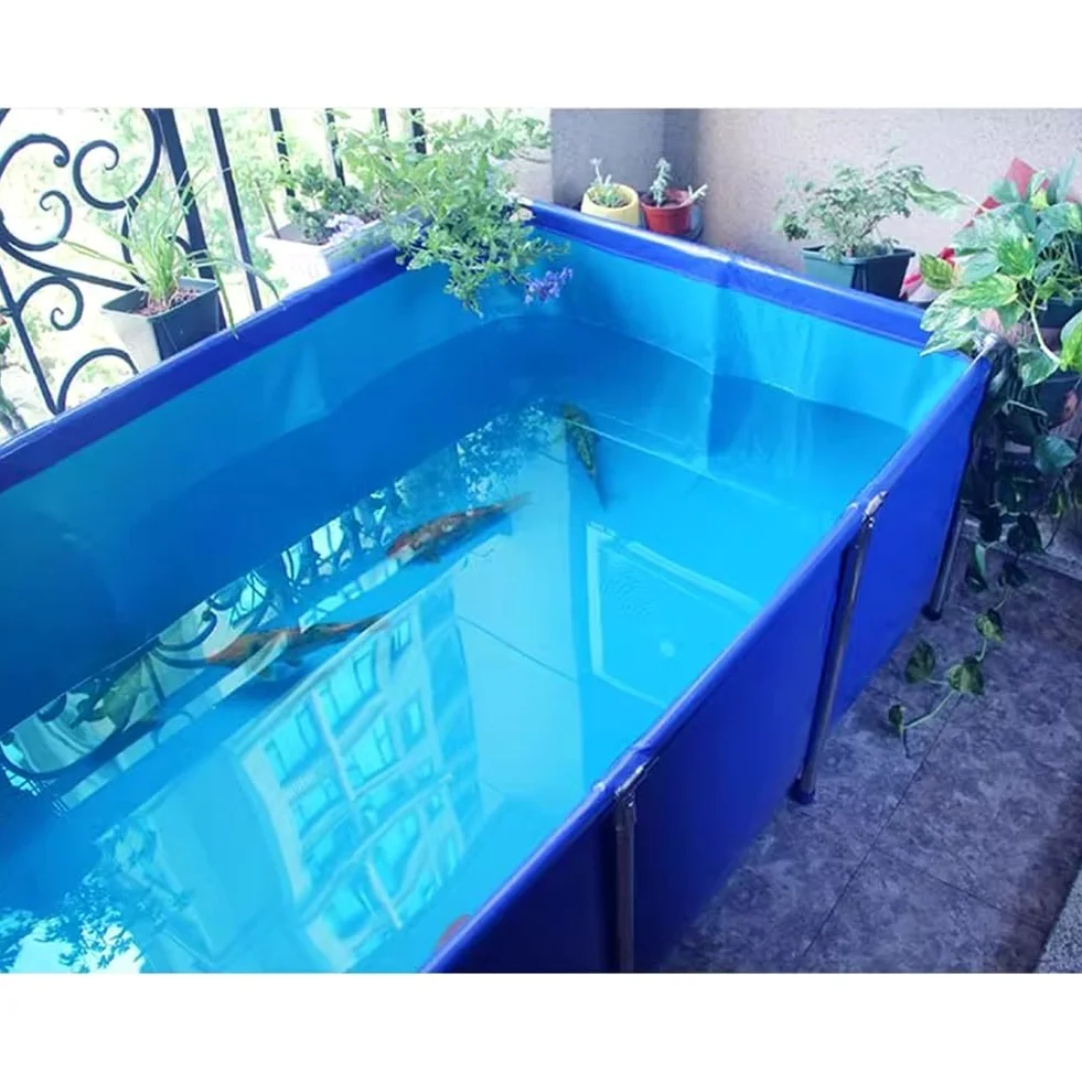 Rygcrud Acquario Piscina Laghetto, Laghetto Koi Fuori Terra, Rivestimenti in Tela di PVC con Telaio in Acciaio, Vasca di Contenimento per Pesci per L'allevamento di Tartarughe(120x80x71cm)