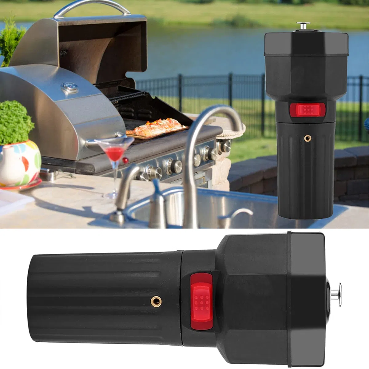 Yctze Motore per Girarrosto, Motore per Barbecue 1.5v a Batteria Nero Elettrico Barbecue Grill Motore Accessorio Staffa per Arrosto per Picnic in Casa All'aperto