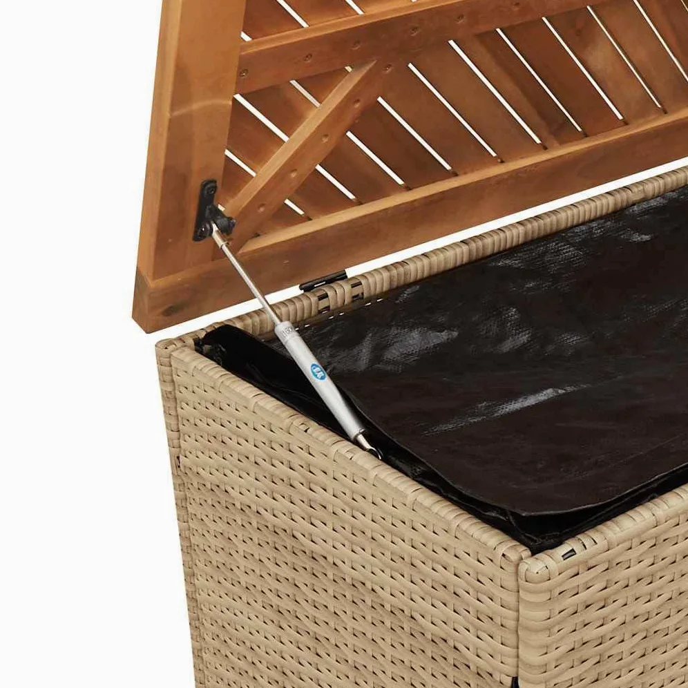 vidaXL Contenitore da Giardino Beige 110x50x54 cm Polyrattan e Acacia