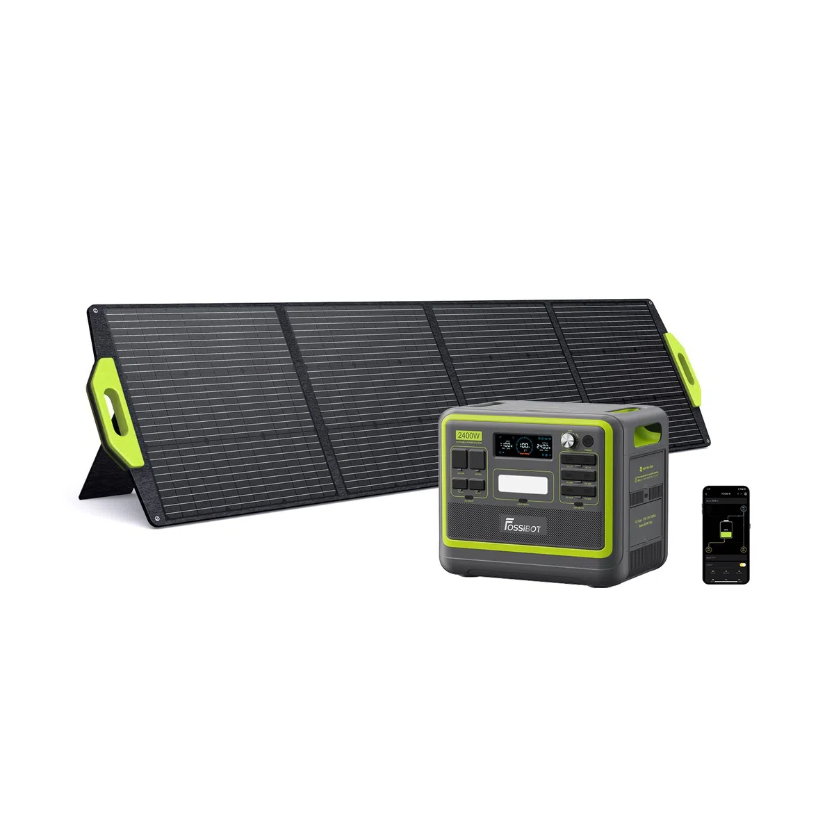 FOSSiBOT F2400 Centrale elettrica portatile con Pannello 200W Incluso, 2048Wh batteria LFP generatore solare, uscita fino a 2400W Power station, per backup domestico,campeggio