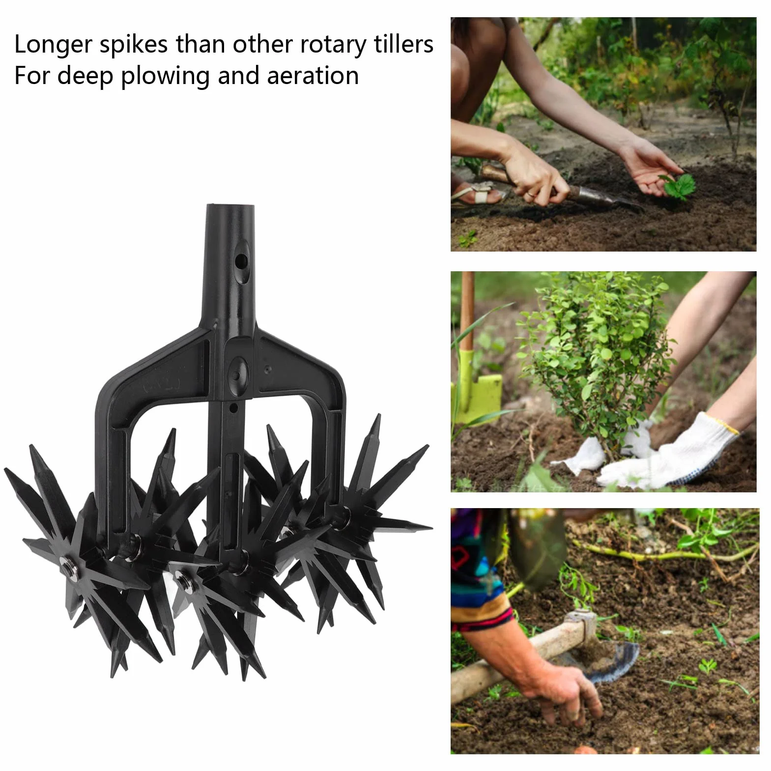 Coltivatore Rotativo da Giardino, Strumento Scarificatore per Terreno da Giardino 2 in 1 Rimovibile, Fresa per Scarificatore Ventilata Portatile Resistente, per Riseminare la