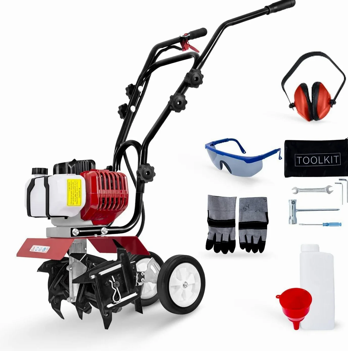 BU-KO 52CC Garden Petrol Tiller Motore 3HP 2 Tempi Prato Terreno Coltivatore Rotovator Motore Leggero Compatto Compatto Impugnatura sicura Impugnatura costruita per durare Affidabile e Resistente