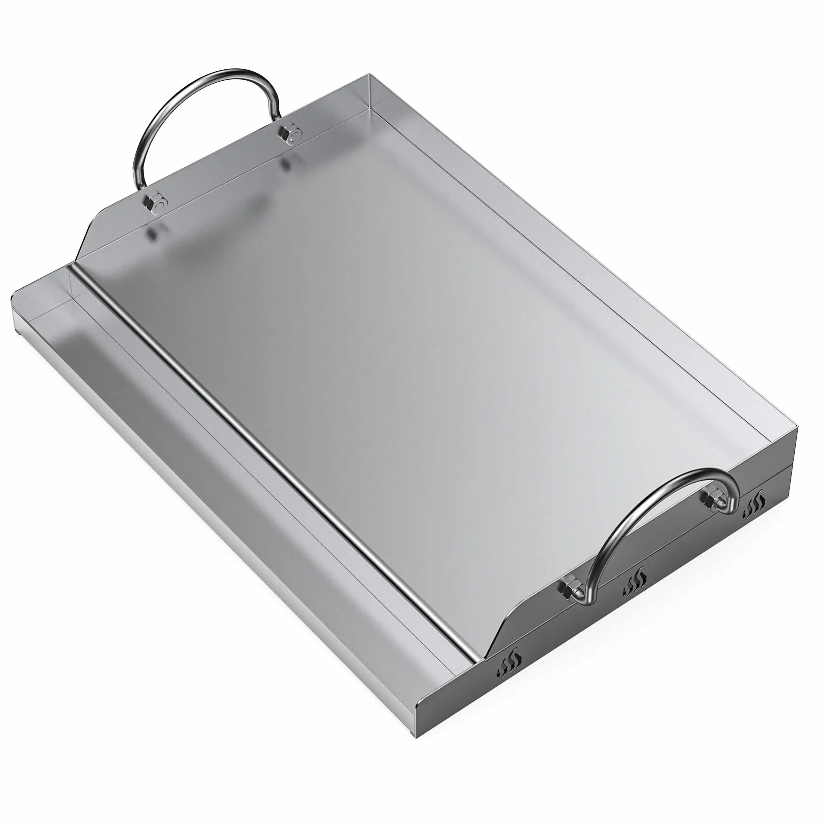 Onlyfire piastra BBQ universale in acciaio inossidabile per barbecue a carbonella, a gas e altri, rettangolare, 51 X 32 X 12,4 cm (larghezza x profondità x altezza)