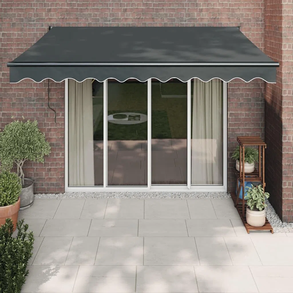 IKAYAA Tenda Retrattile elettrica Tenda da Sole 300x250 Tenda Retrattile Automatica Resistente ai Raggi UV con elecomando manovella-Antracite (Telaio Grigio)-300 x 250 cm