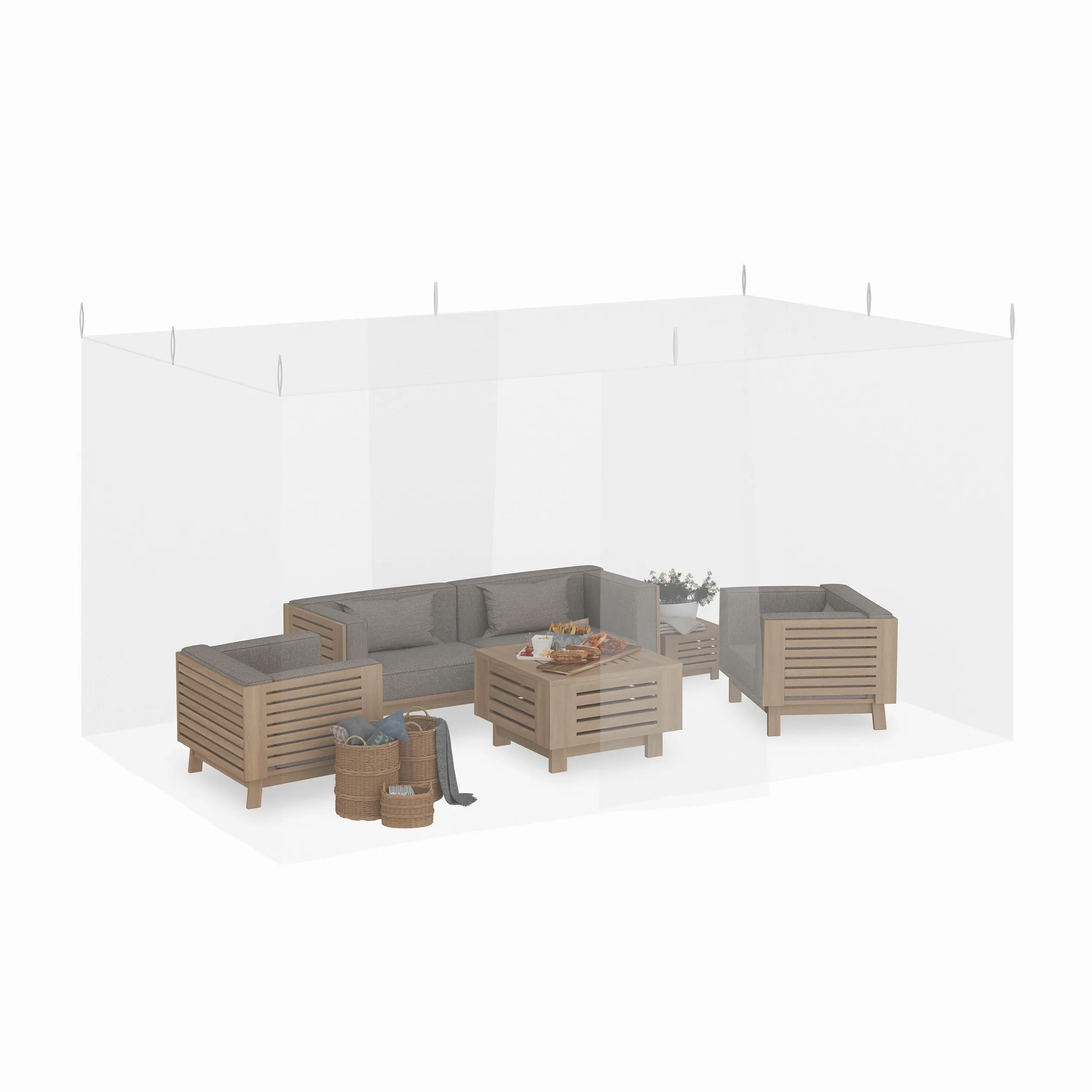 Relaxdays Zanzariere per Gazebo da Esterno e Interno, Rete Anti-Insetti a Maglia Stretta, 250x300x500 cm, Poliestere