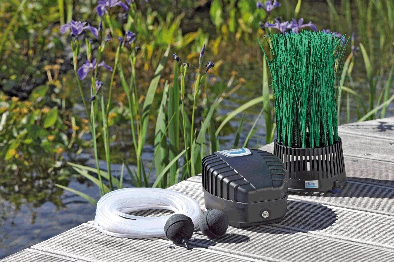 OASE OxyTex 57071 - Aeratore per laghetto OxyTex 500, ventilazione stagno, ossigenazione, pompa di ventilazione, mezzo filtro, aumenta la potenza del filtro fino al 10%, nero