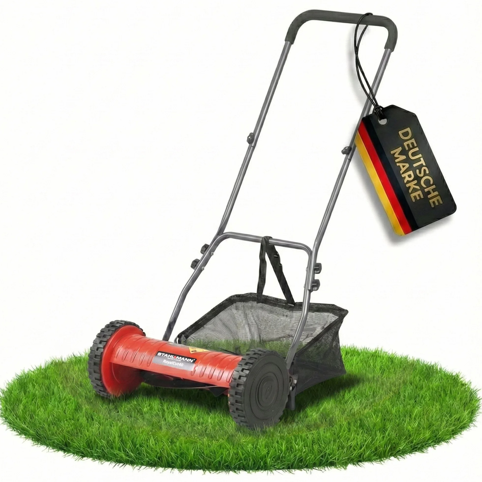 STAHLMANN RoyalCut - Tosaerba 40 cm, cestello 32 litri, 4 livelli altezza taglio – tosaerba manuale – silenzioso ed ecologico