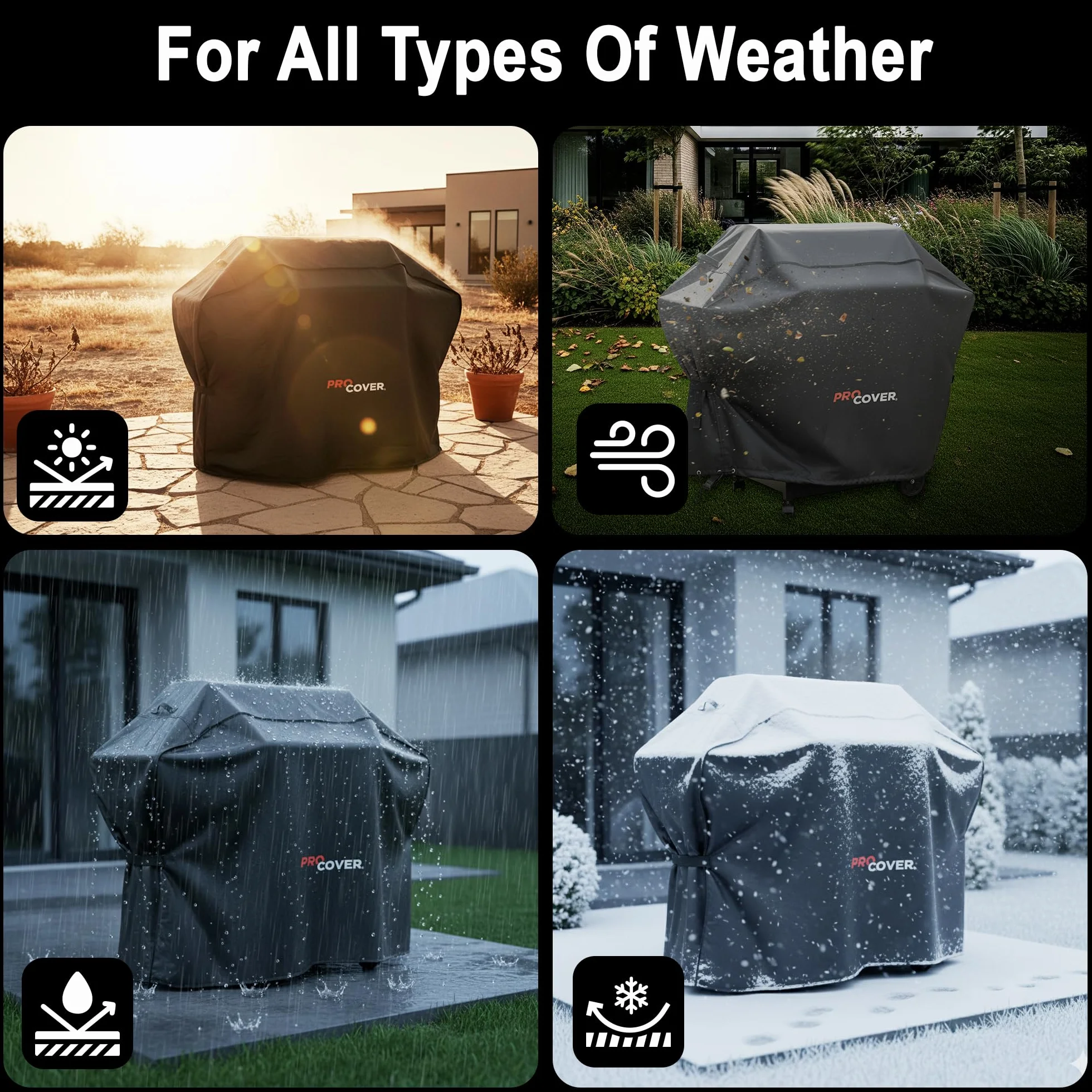 Copertura per Barbecue e Griglia – Impermeabile e resistente | Oxford 600D Premium | Antivento | Qualità professionale compatibile con tutti i marchi (132cm x 112cm x 66cm)