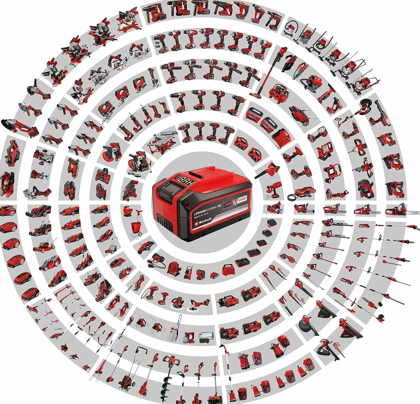 Soffiatore universale a batteria GE-UB 18/250 Li E-Solo Power X-Change Einhell (18 V, velocità dell'aria 250 km/h, kit 3 tubi, regolazione giri elett. con display LED, senza batteria)