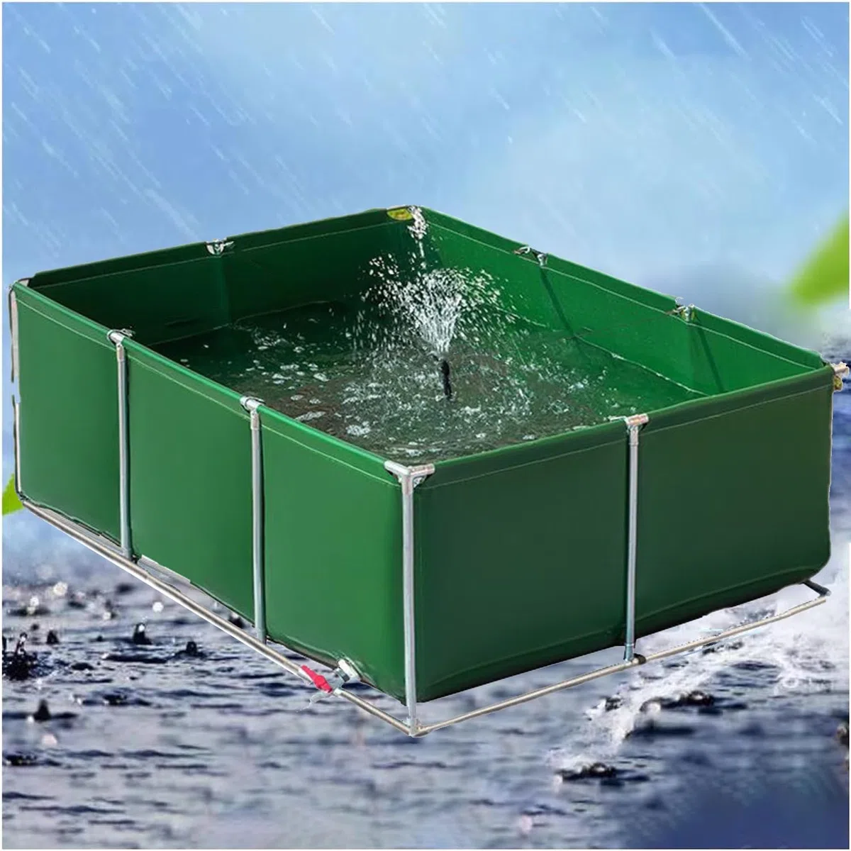 laghetto for pesci stereo con supporto, 2×1m Piscine semplici,Grande Acquario in PVC/Tela,Serbatoio Di Acqua All'aperto Dell'acquario Della Tela,Serbatoio temporaneo per Pesci d'Acqua salata