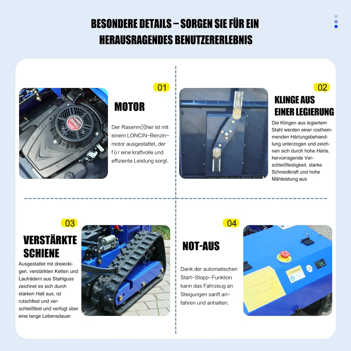 Robot Tosaerba telecomandato su ciniglia, 4 x 4, ibrido di olio-elettrico, per terreni incidenti e decespugliamento