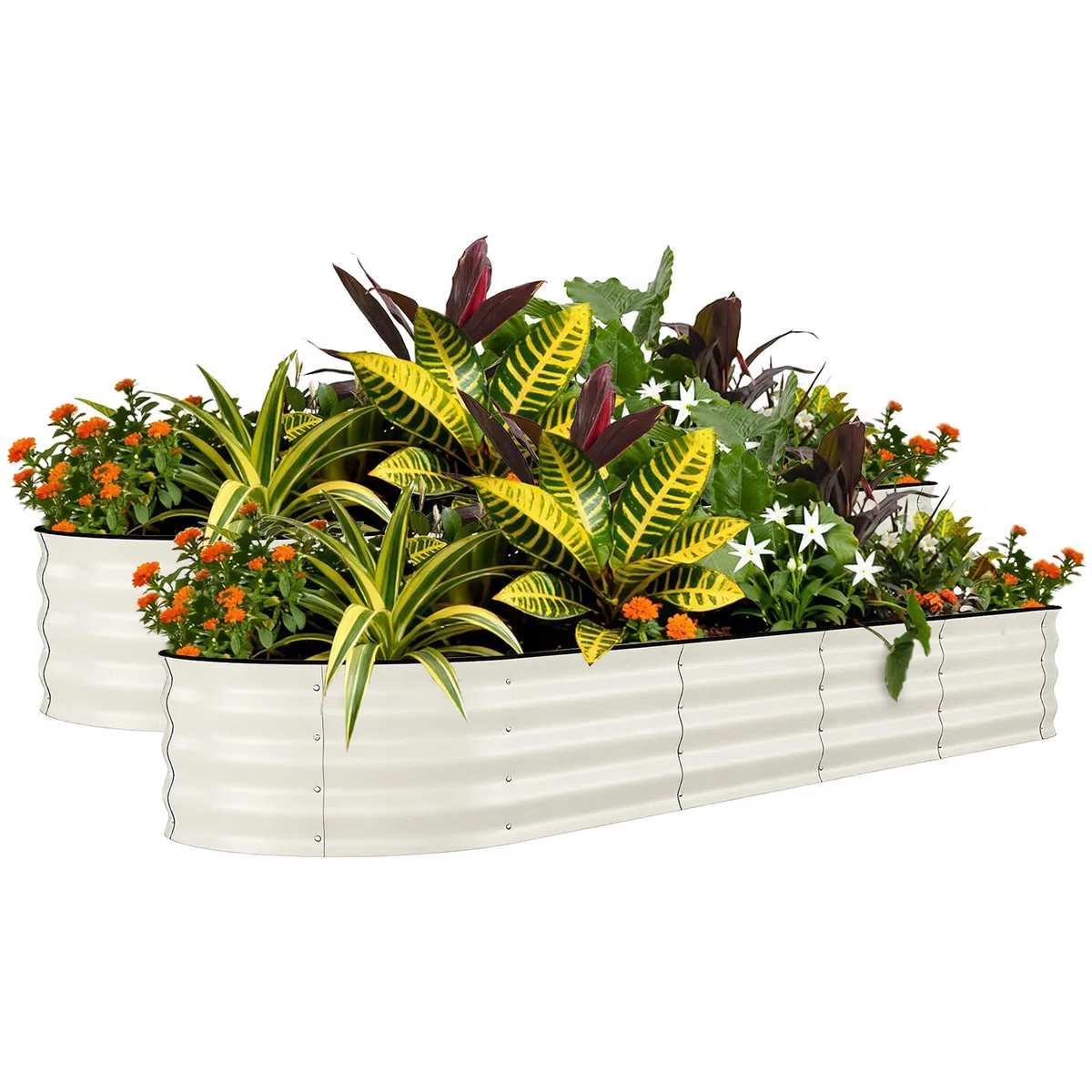 Set Di 2 Aiuole Rialzate Robuste e Resistenti Alle Intemperie Acciaio Zincato Ampie Aiuole Ortaggi Fiori e Frutta Antiruggine, Durevole, Facile Montare, Ideale Uso Esterno – Dimensioni: 8x4x1