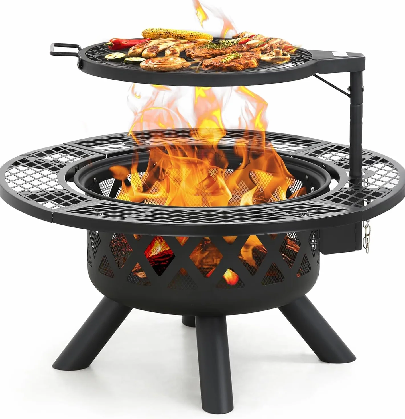BALI OUTDOORS Braciere con attizzatoio, 81,3 cm, braciere da esterno, braciere a legna per esterni con griglia