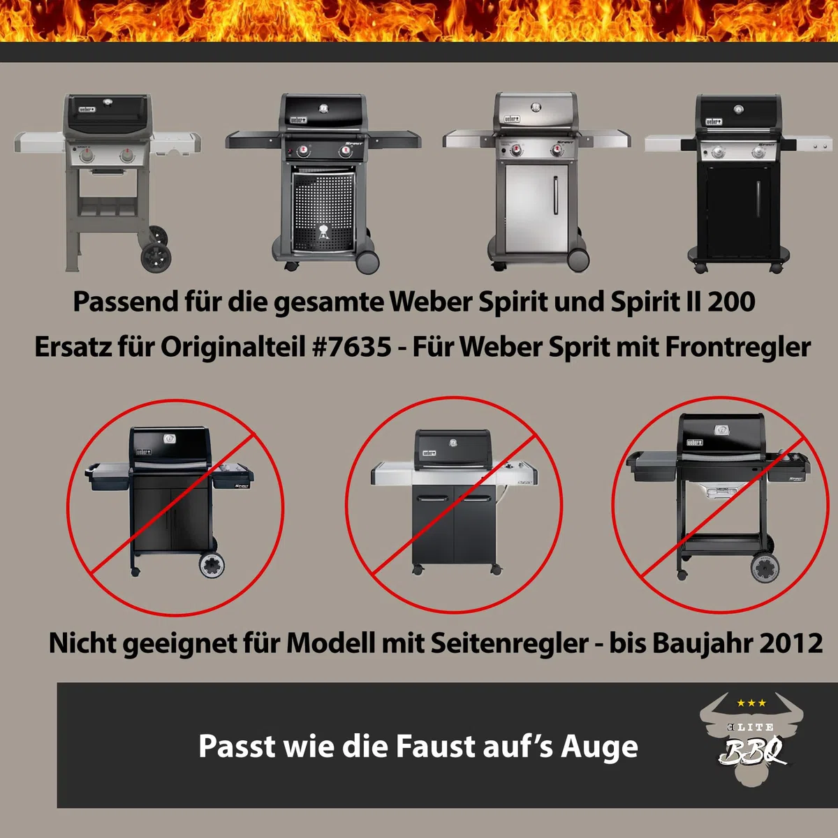 ELITE BBQ Flavorizer Bars per Weber Spirit 210, barre aromatiche per Weber Spirit 210 220 dal 2013, lamiera di fiamma, distributore di fiamma, Weber Spirit Grill a gas Spirit 210 pezzi di ricambio